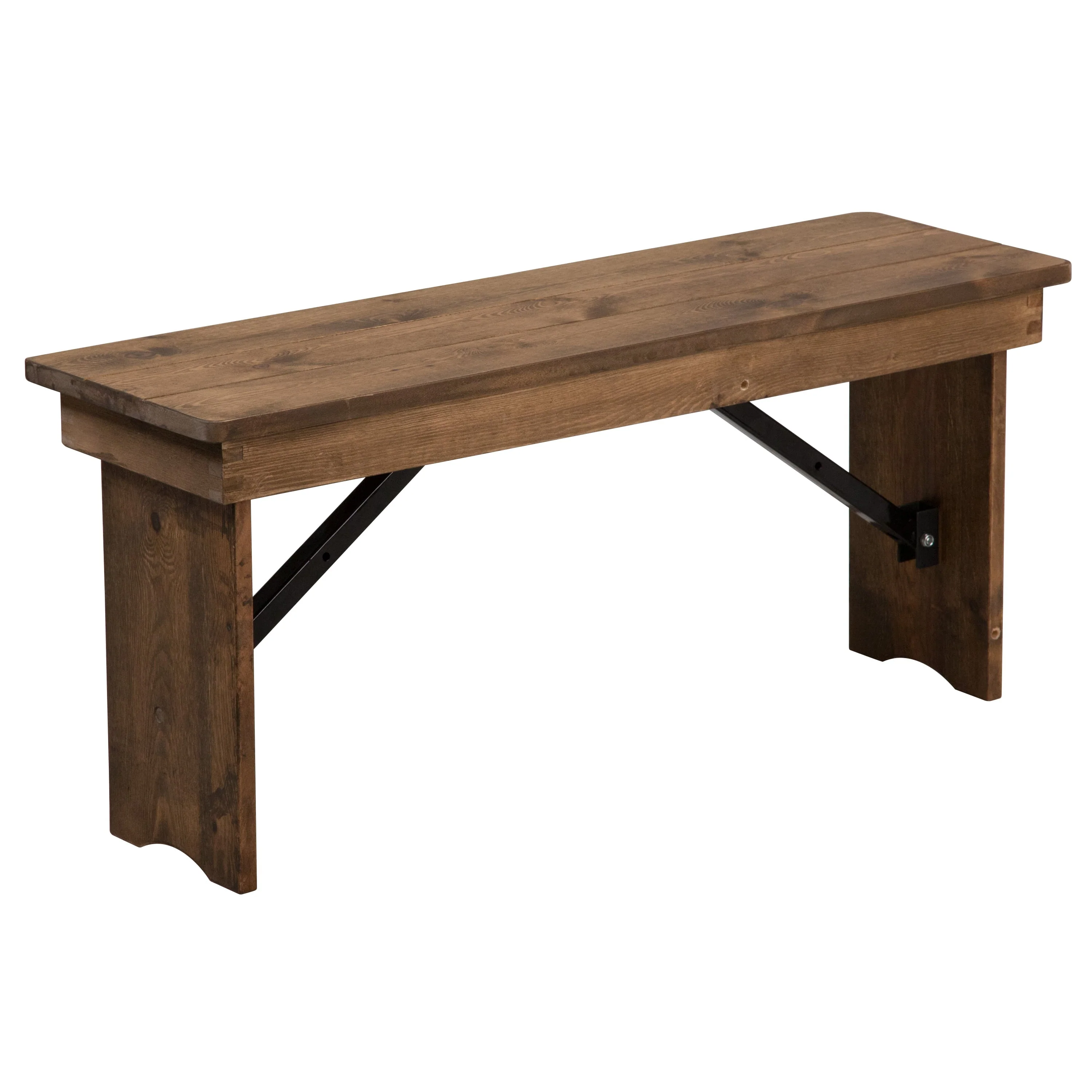 BizChair 40″ x 12″ Antique Rustic Solid Pine Folding Farm Bench