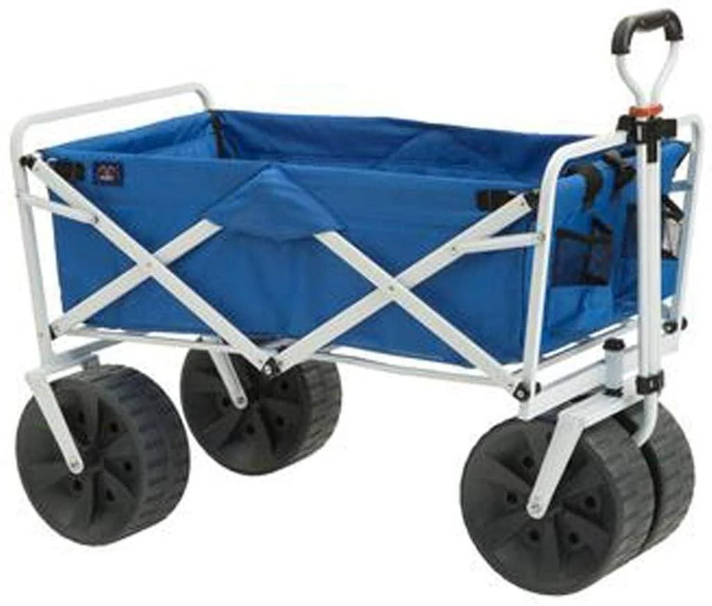 Mac Sports Heavy Duty Collapsible Folding All Terrain Utility Beach Wagon Cart Blue/Black