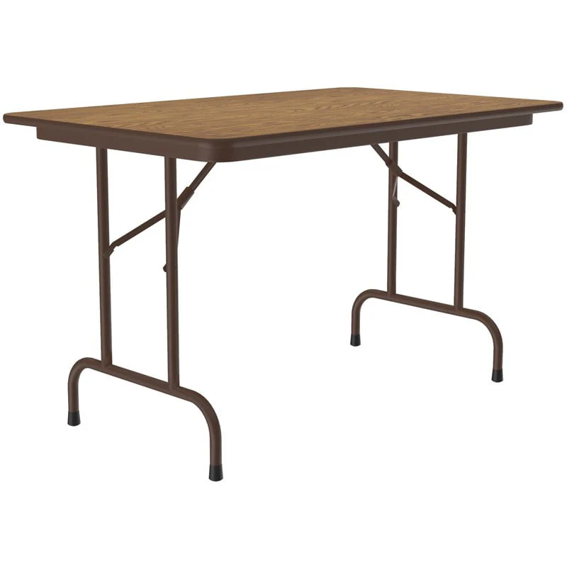 Correll 30″W x 48″D Melamine Top Folding Table in Medium Oak