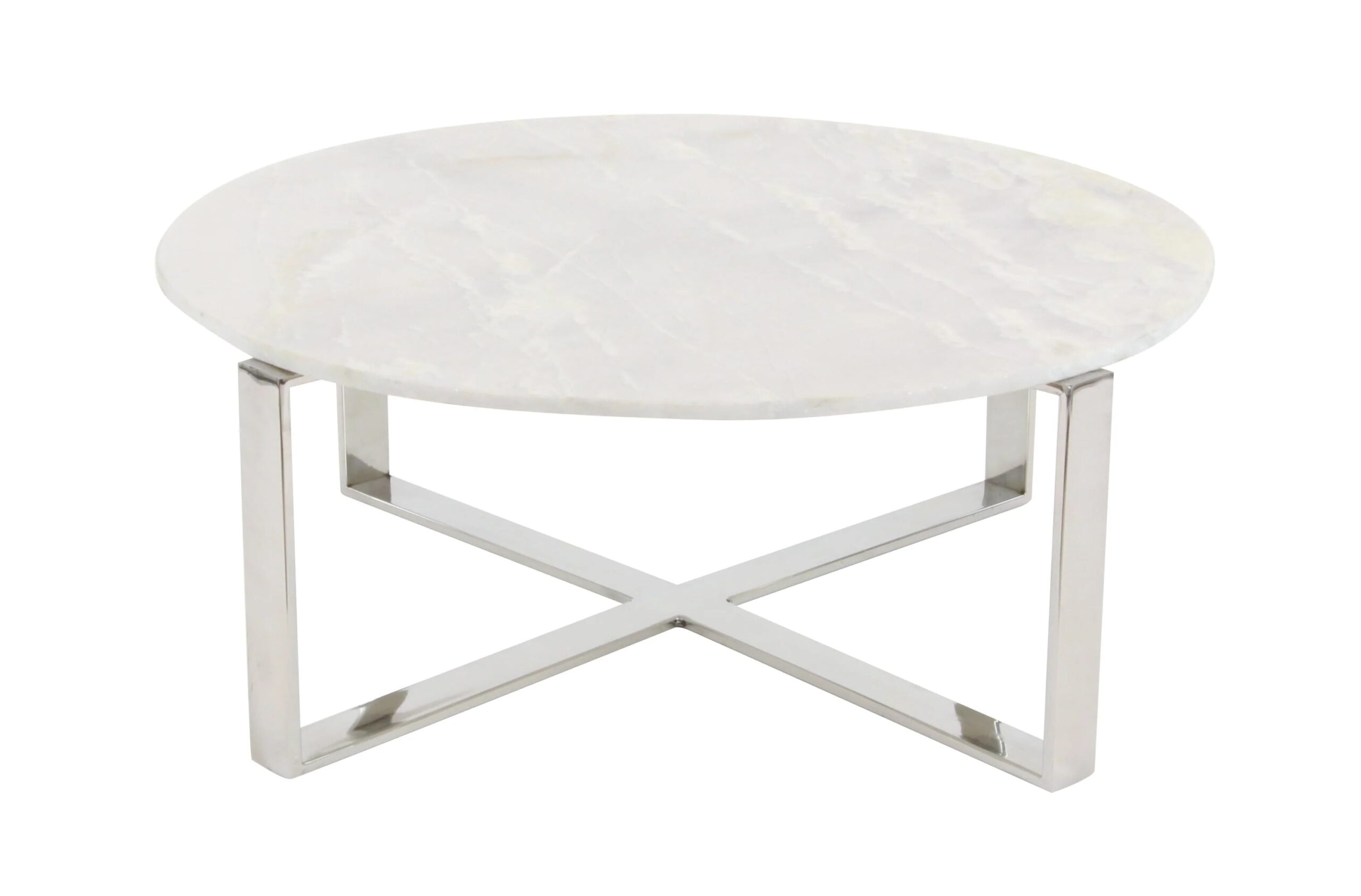 DecMode 31″ x 18″ White Ceramic Coffee Table with Marble Top, 1-Piece