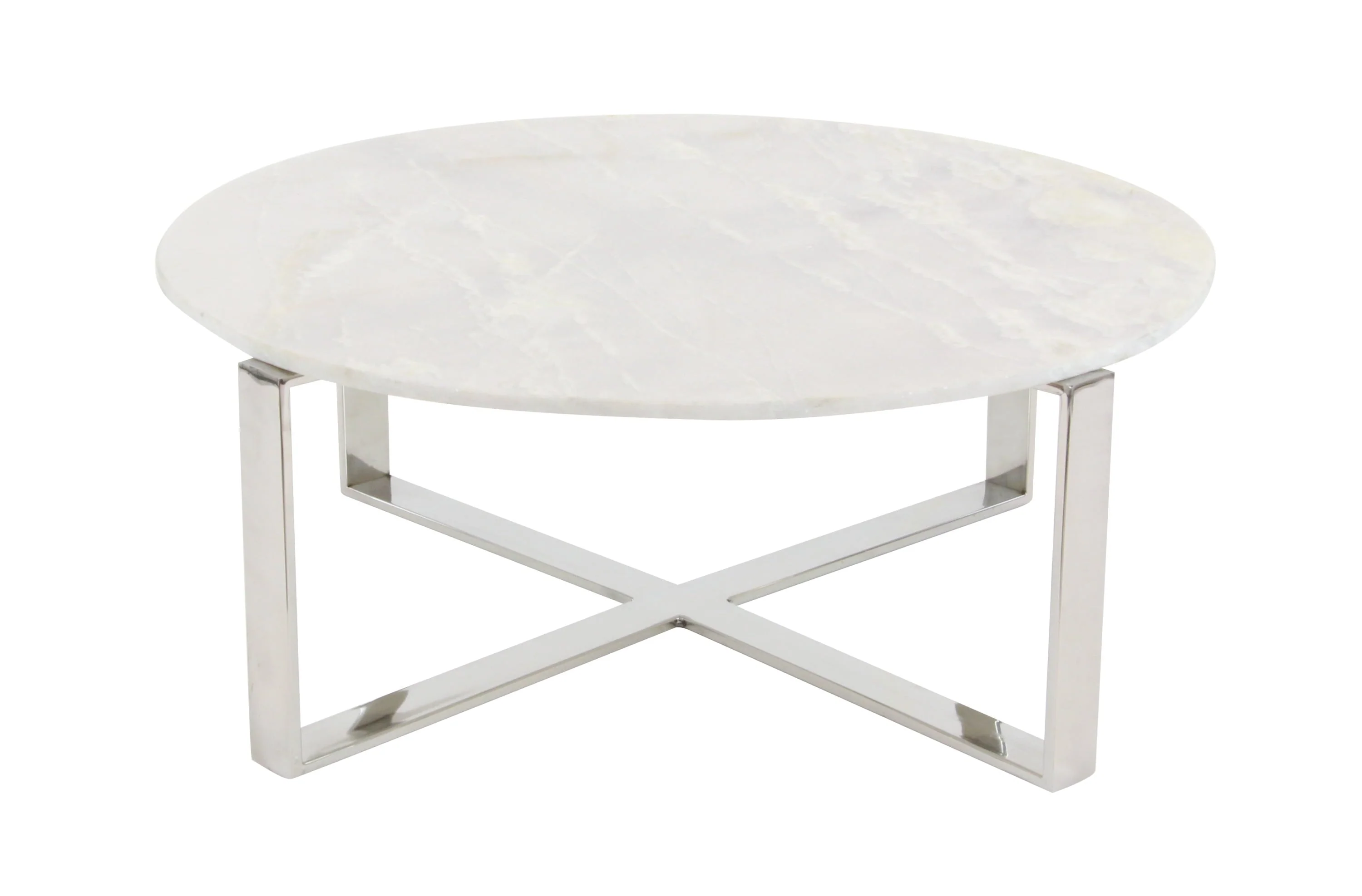 DecMode 31″ x 18″ White Ceramic Coffee Table with Marble Top, 1-Piece