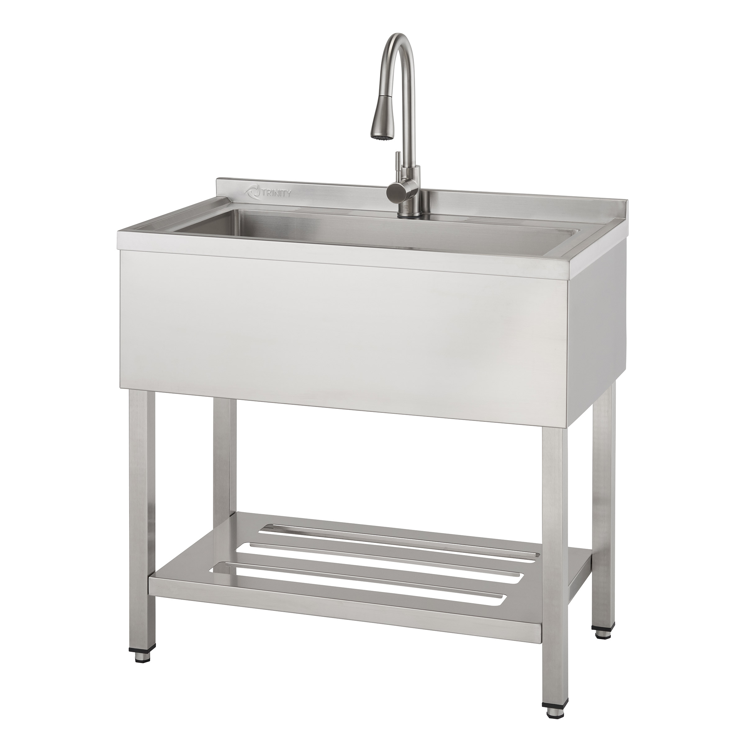 TRINITY 30′ x 14′ Basin Stainless Steel Utility Sink with Pull-down Faucet