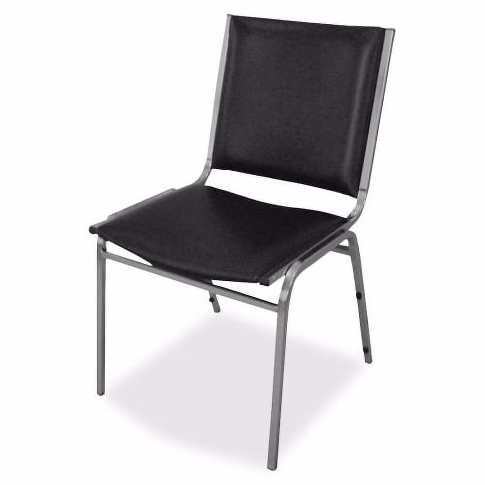 Lorell Padded Armless Stacking Chairs – 4/CT Black Vinyl Seat – Vinyl Back – Steel Frame – Black – Steel, Vinyl – 20.8″ Width x 19.4″ Depth x 35.6″ Height – 4 / Carton