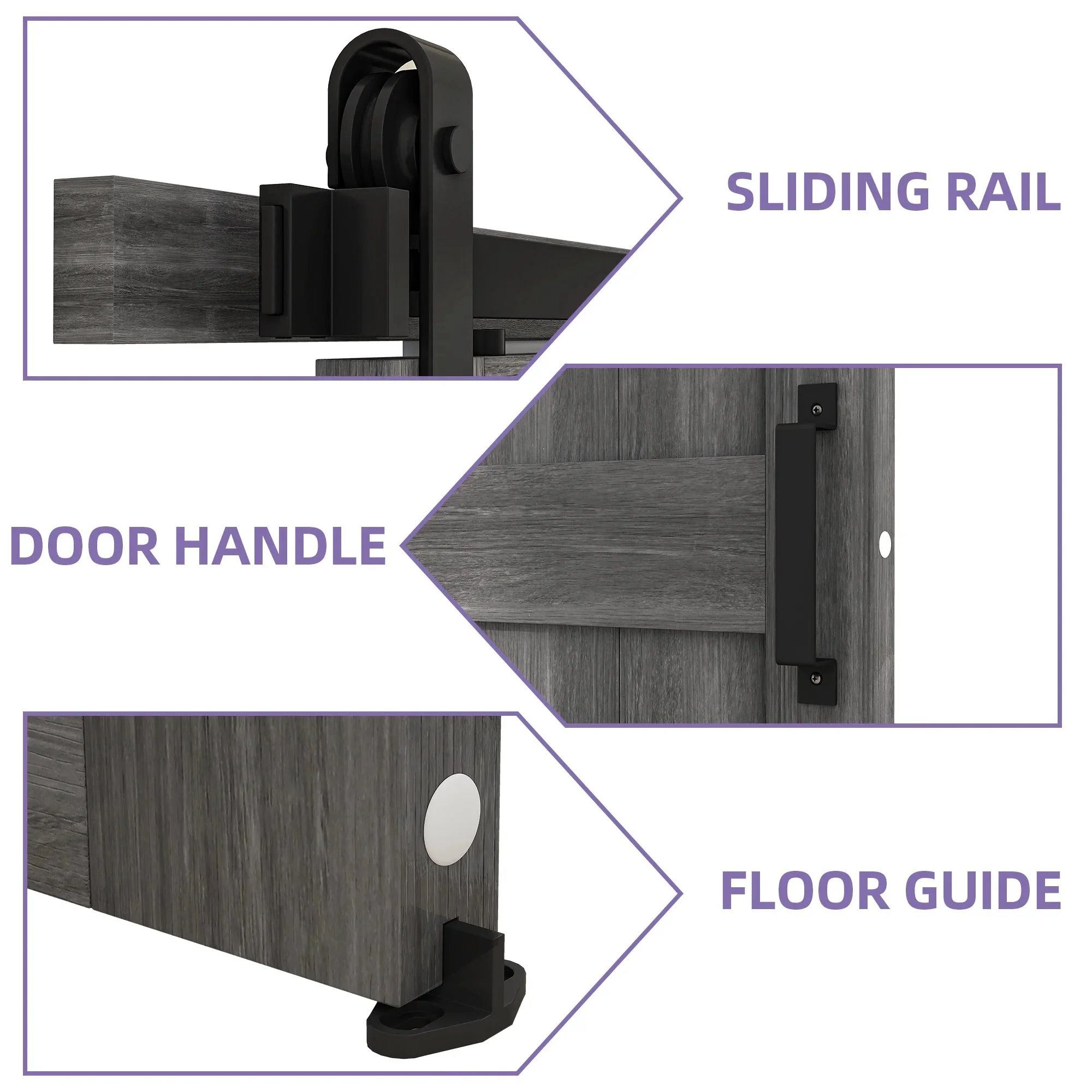 Uforic Sliding Barn Door With Hardware Kit, 48 x 84 in, Gray