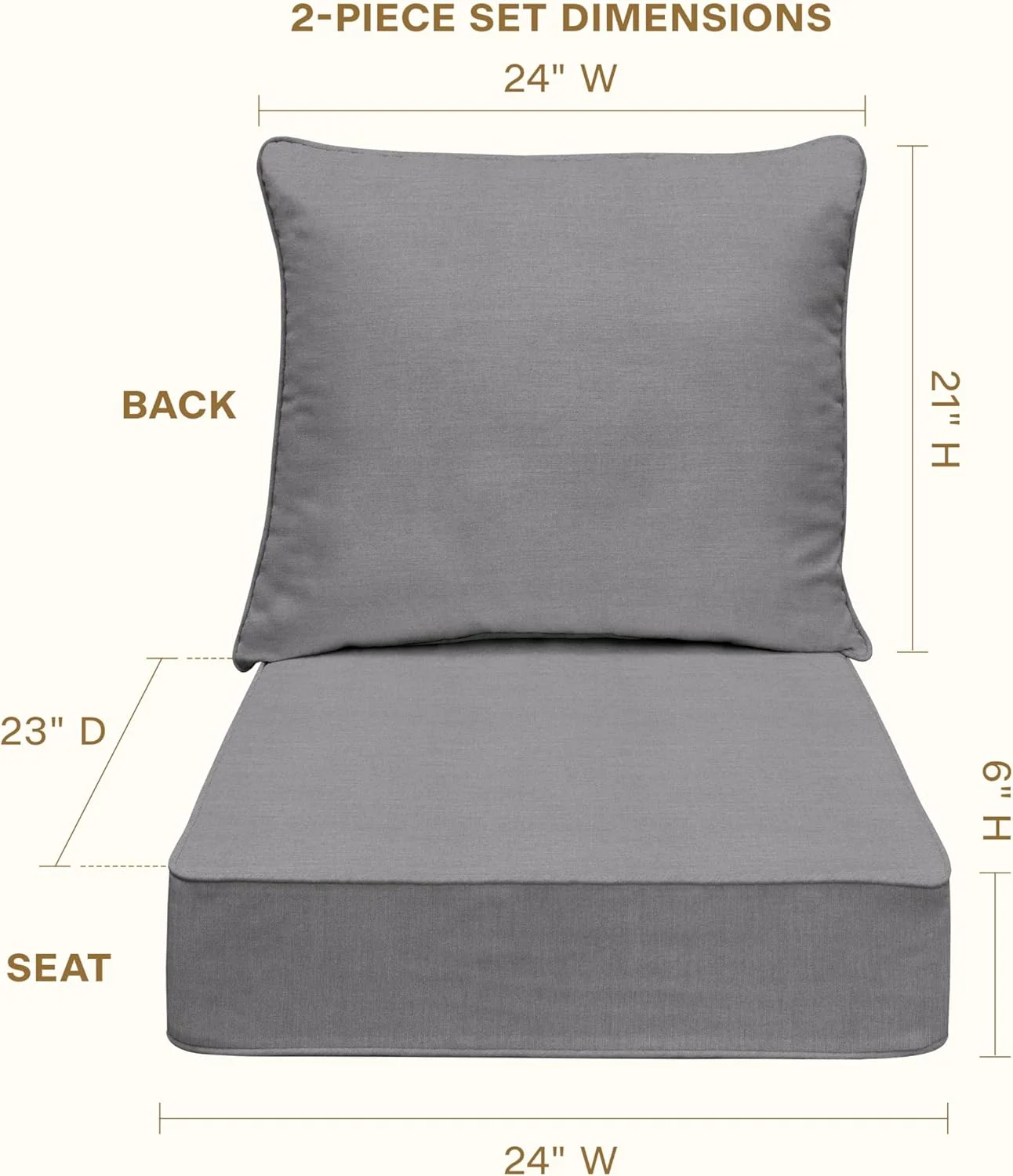 AWFHHT Outdoor Deep Seat, 24" W x 23" D, Zaire Outdoor Chair Cushion