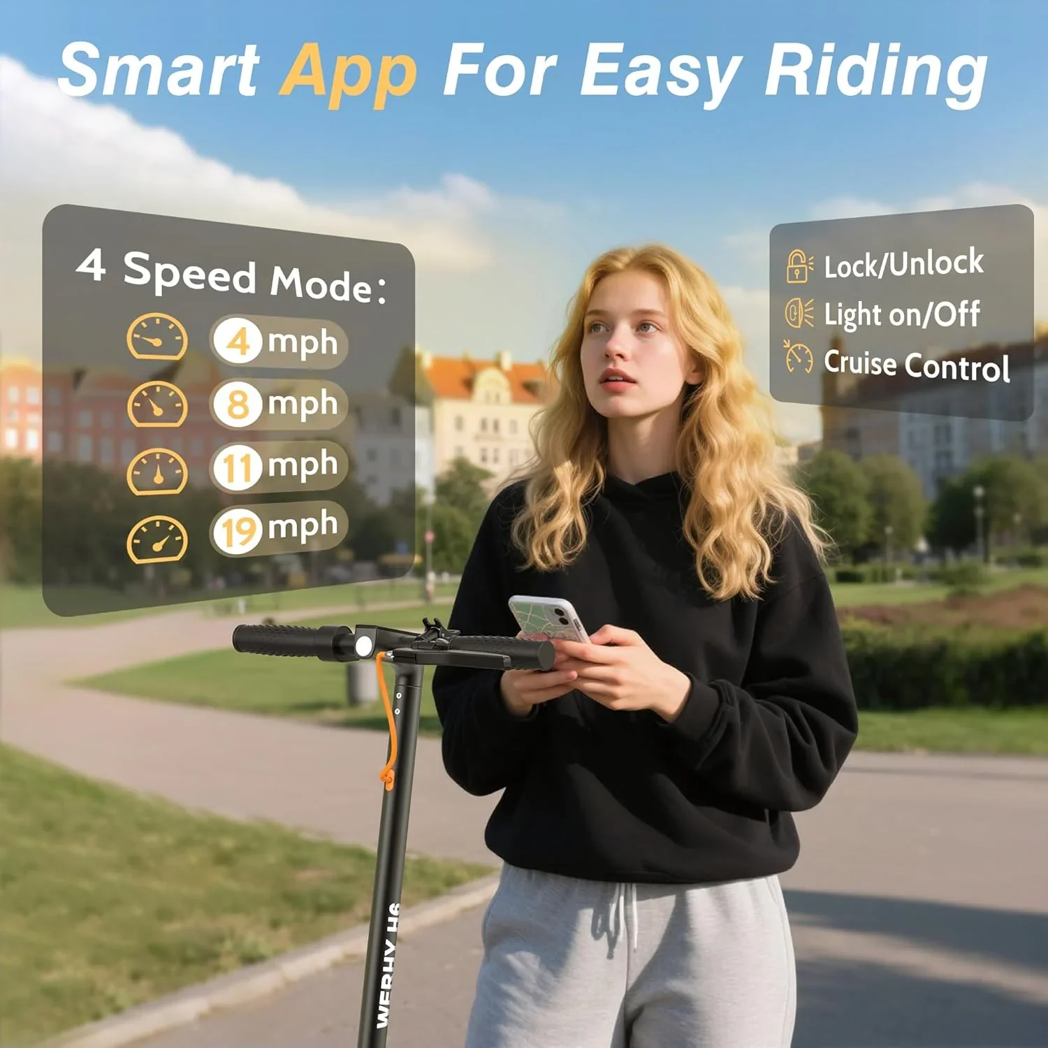 Electric Scooter With 350W/500W Motor And 22 Mph Top Speed