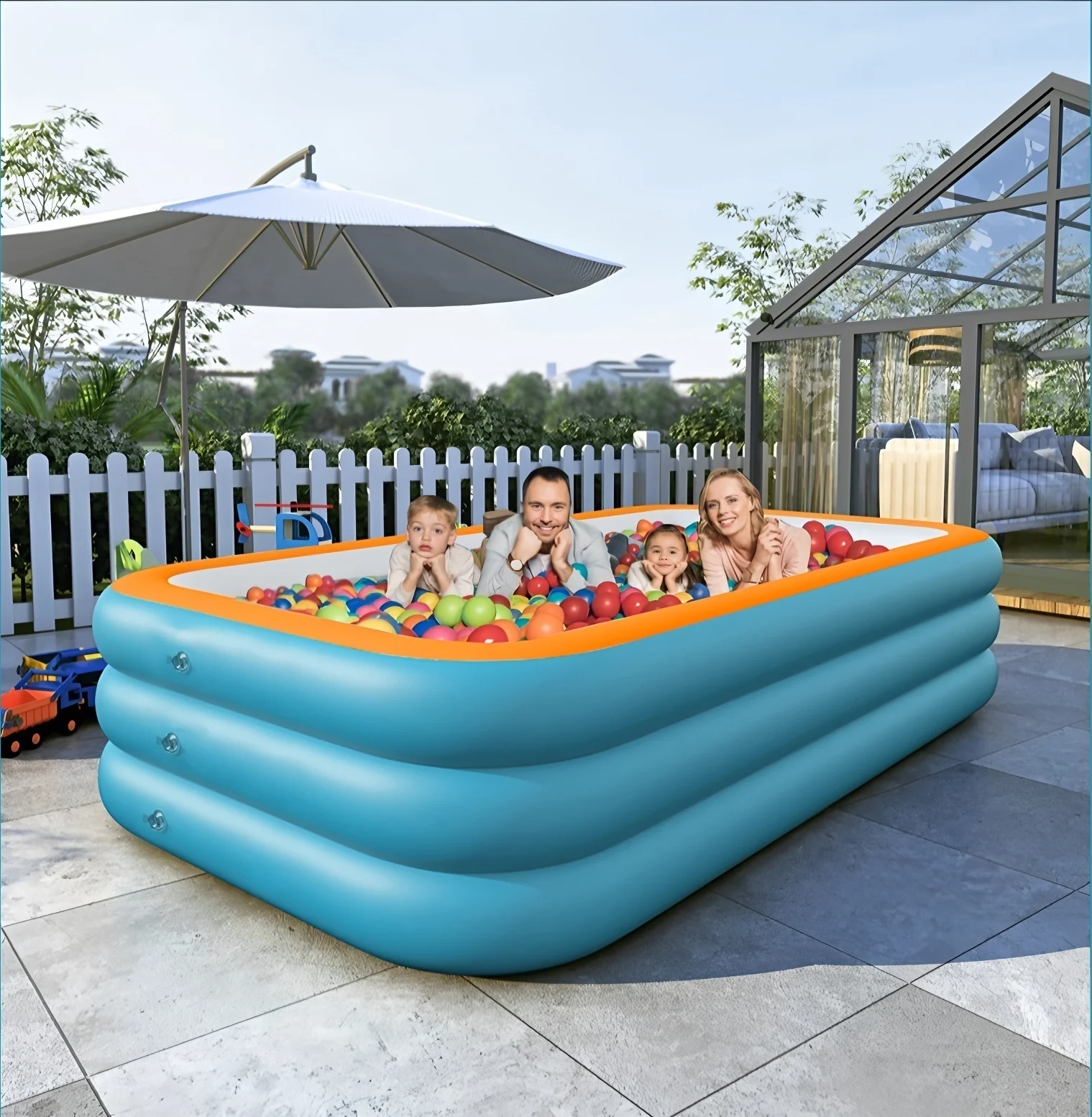 ZQIULDY Inflatable Swimming Pool for Kids and Adults, 118" X 68" X 23" Big Inflatable Pool, Family Swimming Pool for Toddlers Adult, Garden Lawn, Backyard Summer Water Party Pool