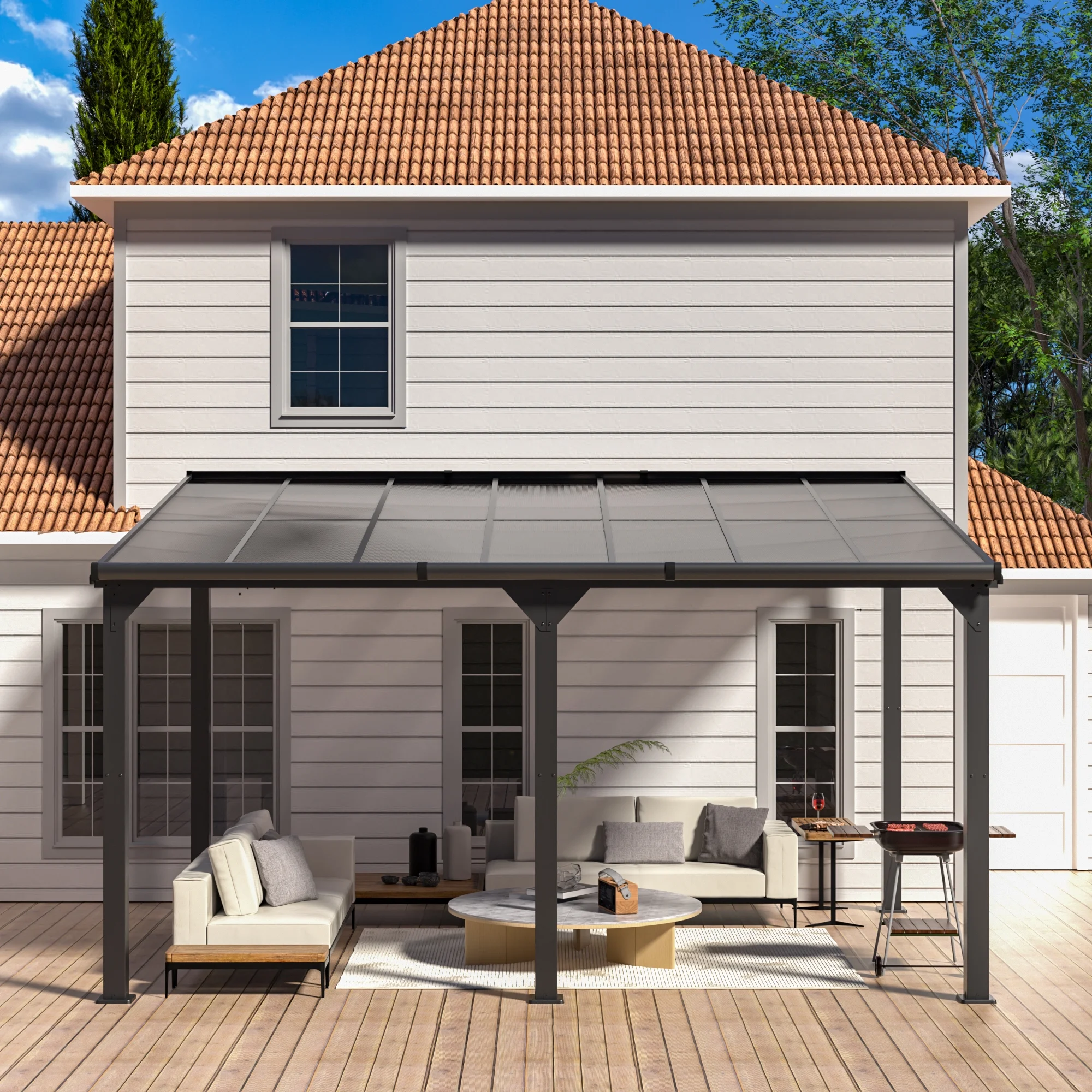 Jaxpety 14 x 10 ft. Hardtop Gazebo Outdoor Awnings for Patio, Backyard, Porch