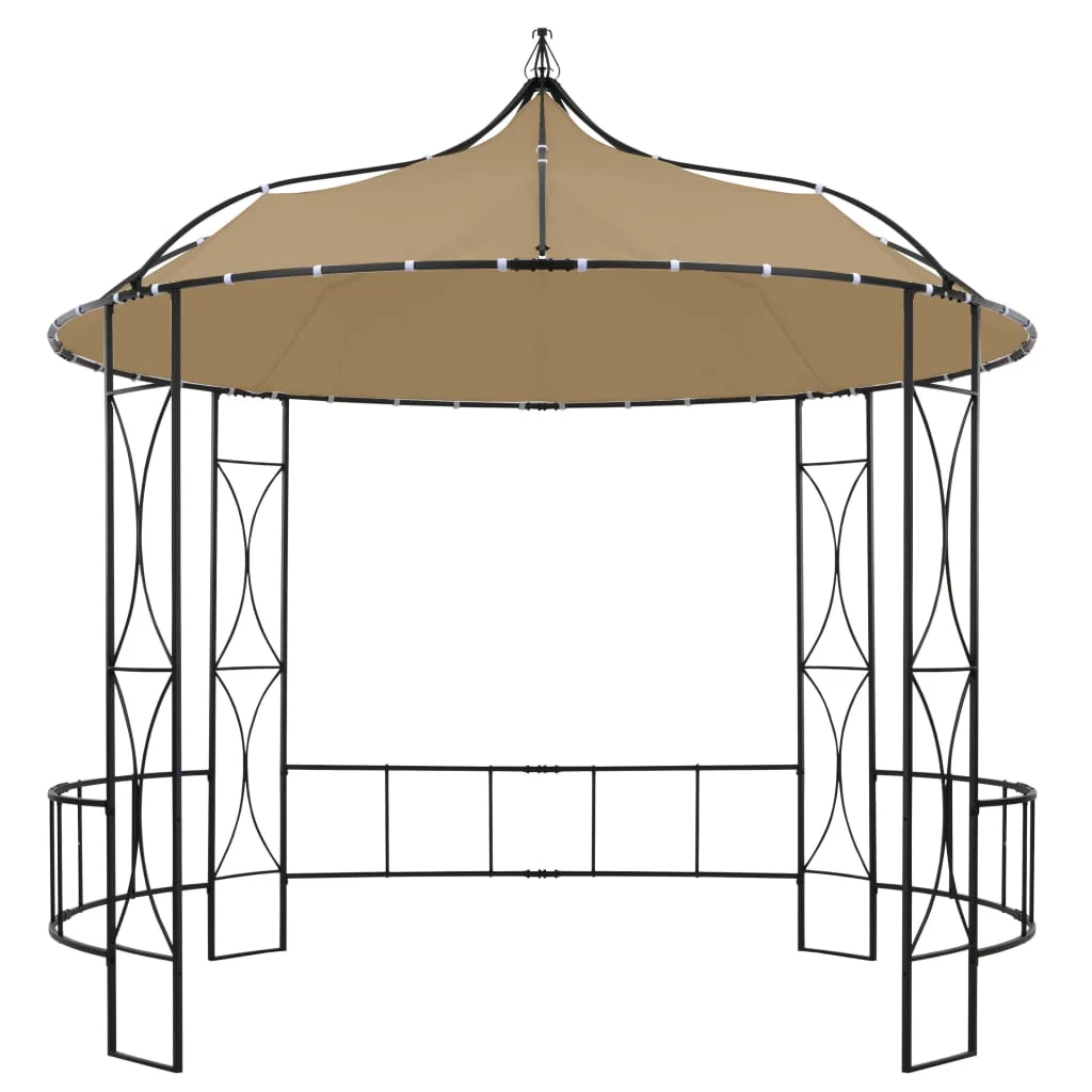 vidaXL Outdoor 9.8 x 9.5 Round Canopy Pavilion, UV & Water-Resistant, White & Black