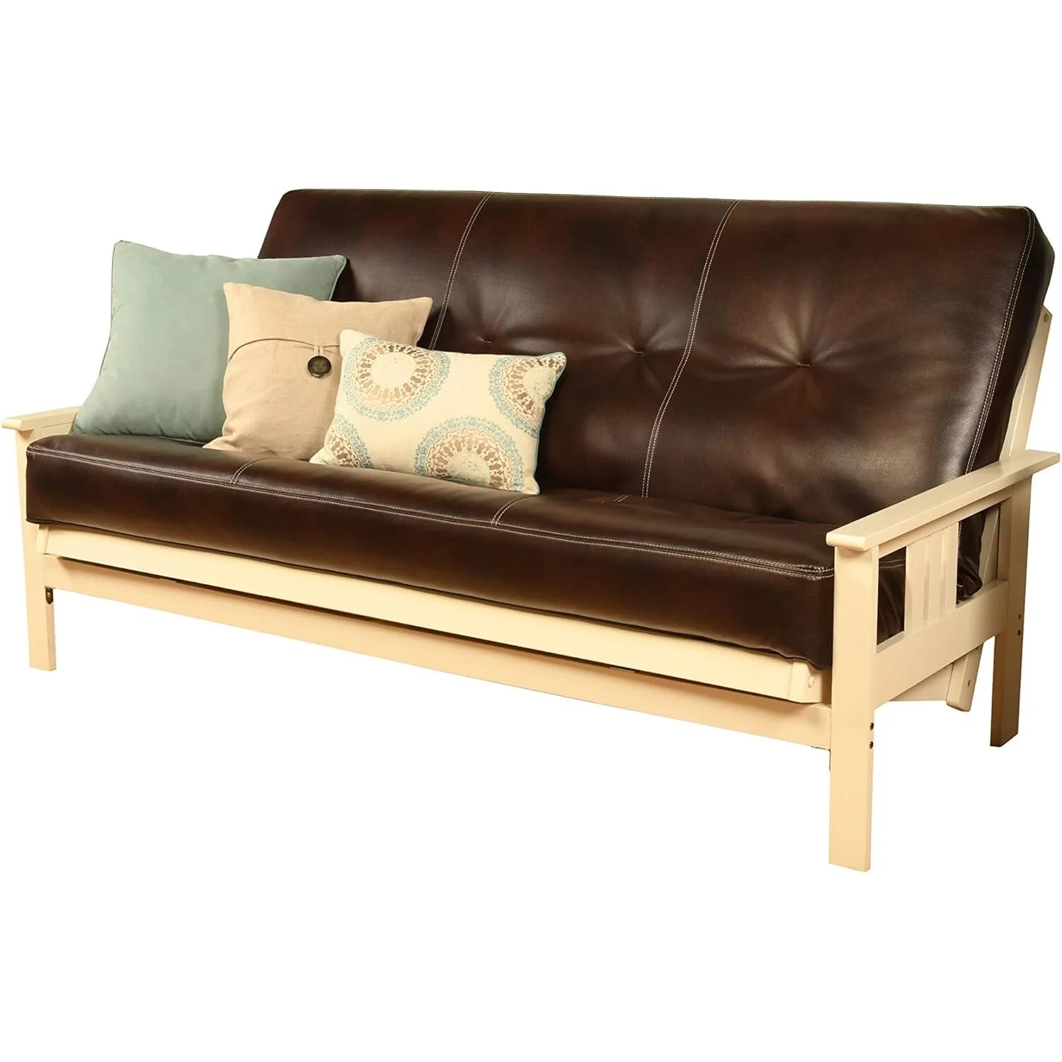 Homestock African Artifacts Full Size Futon Frame Set with Mattress, Easily Converts to Bed, Versatile Design Futon Frame for All Spaces, 33"H x 79"L x 37"D-Color:Linen Charcoal,Size:Barbados