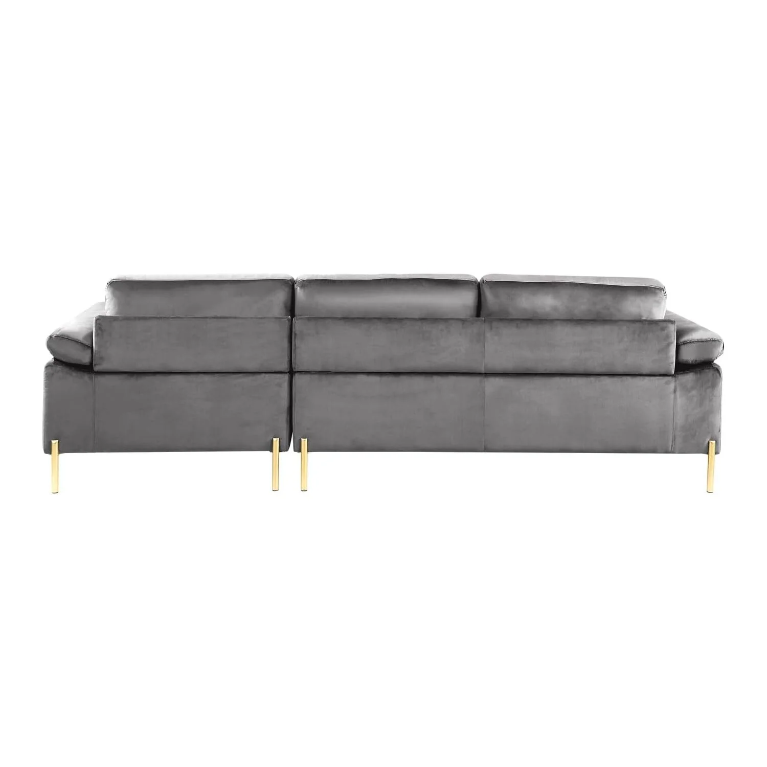 HomeStock Luxe Modern Velvet L-Shape Sectional Sofa with Square Padded Armrests, Solid Pattern Upholstery - 51.6"D x 101.2"W x 33.1"H, Comfortable and Stylish Seating for Living Room-Color:Gray/Gold