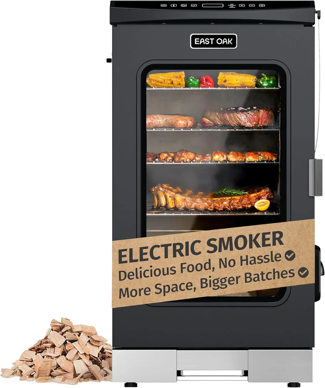 EAST OAK 30″ Outdoor Electric Smoker Built-in meat probe smokes up to 6 times longer