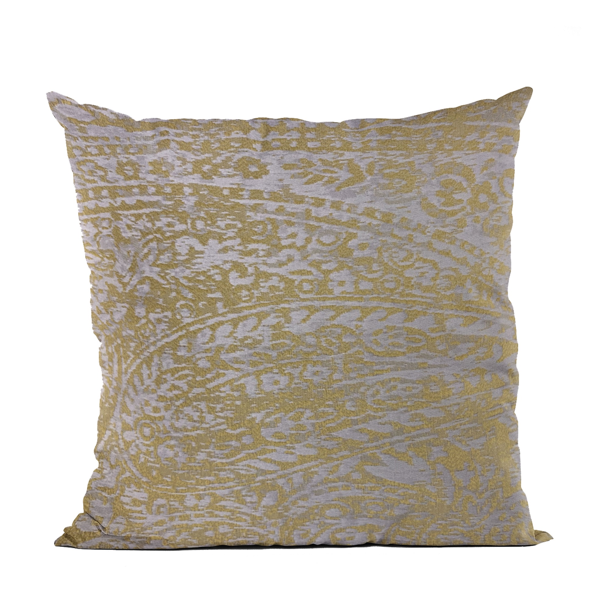 Yellow Golden Leaf Jacquard Luxury Throw Pillow – 24 x 24 in.