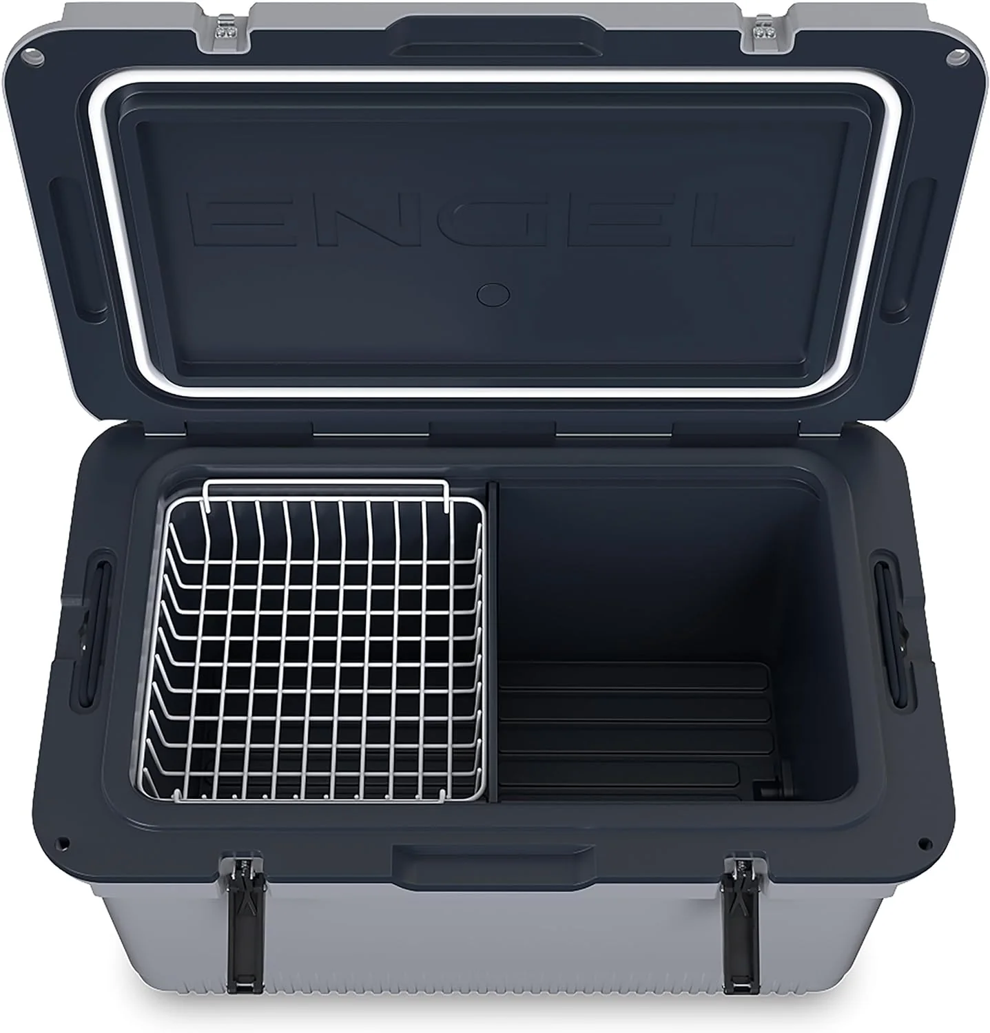 60 QT Ultra-Light Injection Molded Cooler - Ice Chest Keeps Ice up to 7 Days - Large Cooler Includes Wire Basket, Divider and Built-in Bottle Opener