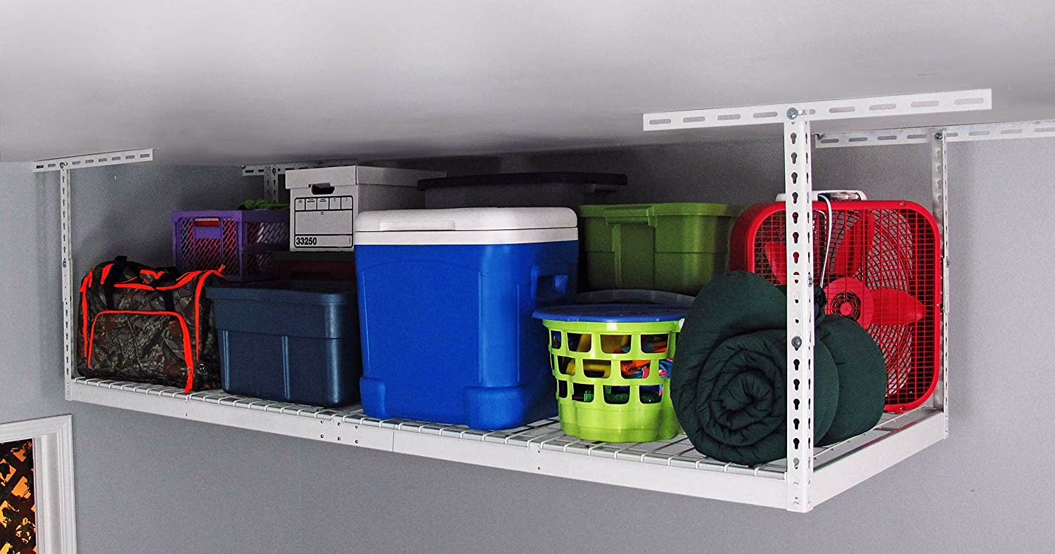 MonsterRax 3′ x 8′ Overhead Garage Storage Rack Holds 450 Pounds, White