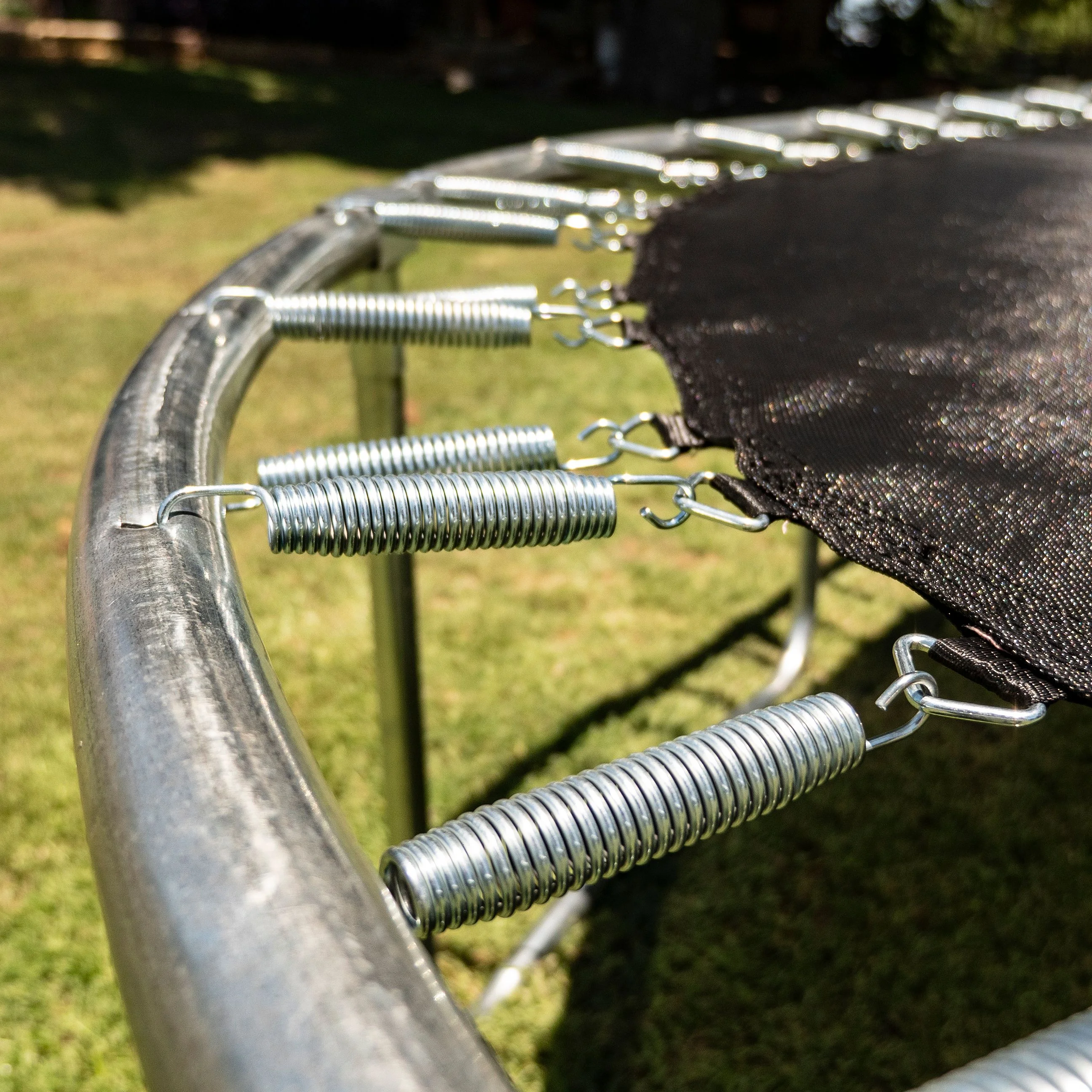 Jumpking Oval 10' x 15' Trampoline, with Two Basketball Hoops, Blue/Yellow