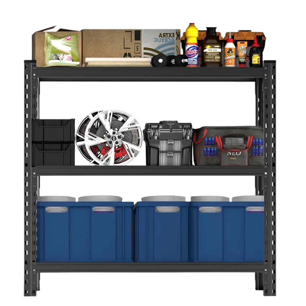 IVV 3-Tier Heavy Duty Steel Rack, 5000LBS Weight Capacity, Adjustable Metal Shelving Unit for Garage, Basement, Kitchen, Warehouse, 51.2″W x 23.6″D x 47.3″H, Black