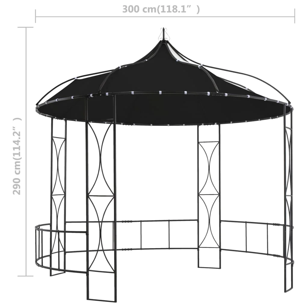 vidaXL Outdoor 9.8 x 9.5 Round Canopy Pavilion, UV & Water-Resistant, White & Black