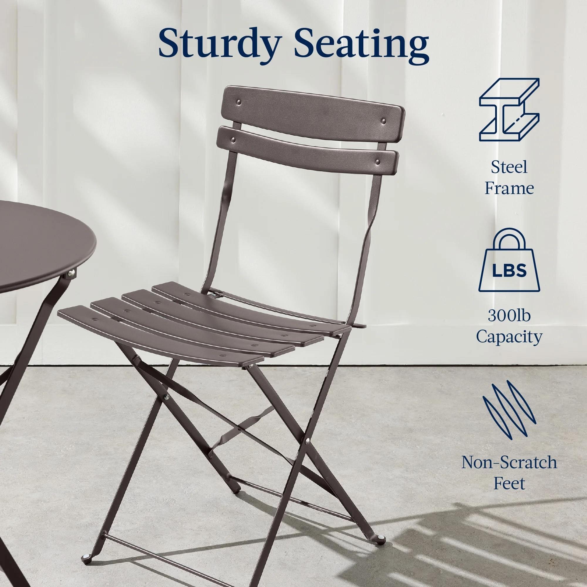 Best Choice Products 3-Piece Small Bistro Set, Folding Patio Furniture Set of 2 Chairs and Table - Black