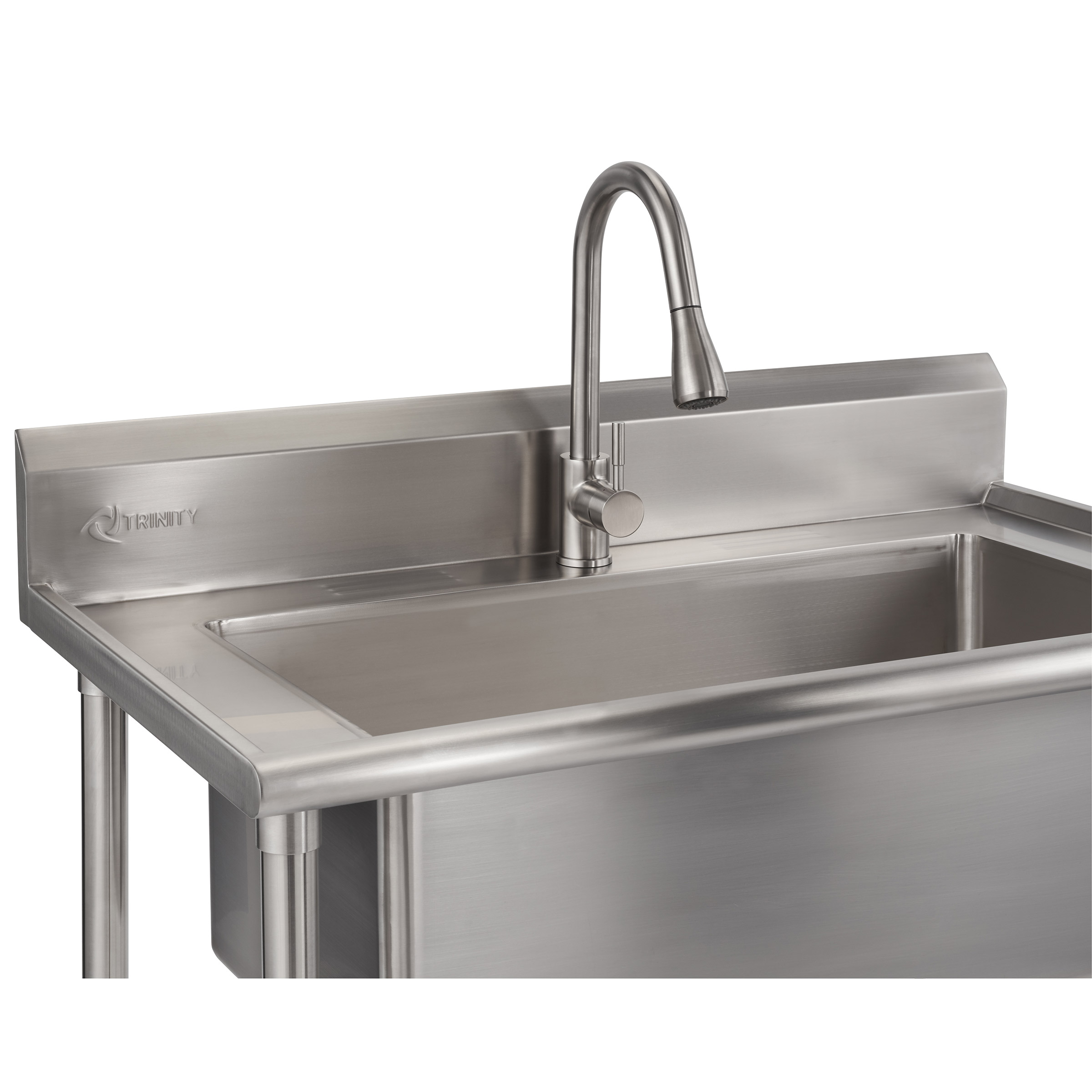 TRINITY 32' x 16' Stainless Steel Utility Sink with Pull-out Faucet