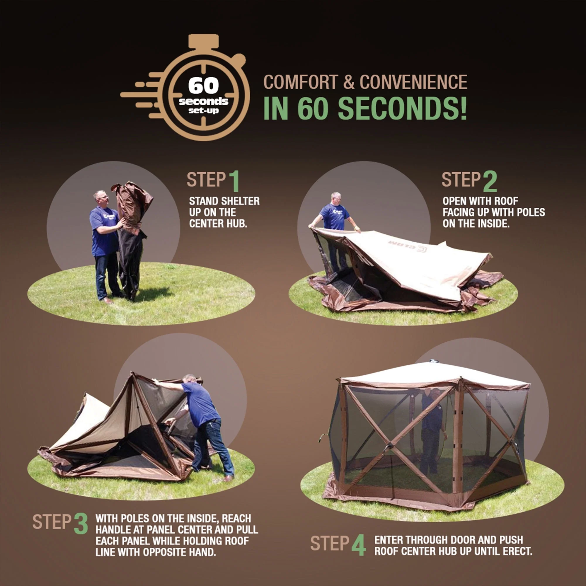 CLAM Quick-Set Pavilion 12.5 x 12.5' Portable Outdoor Canopy Shelter, Green