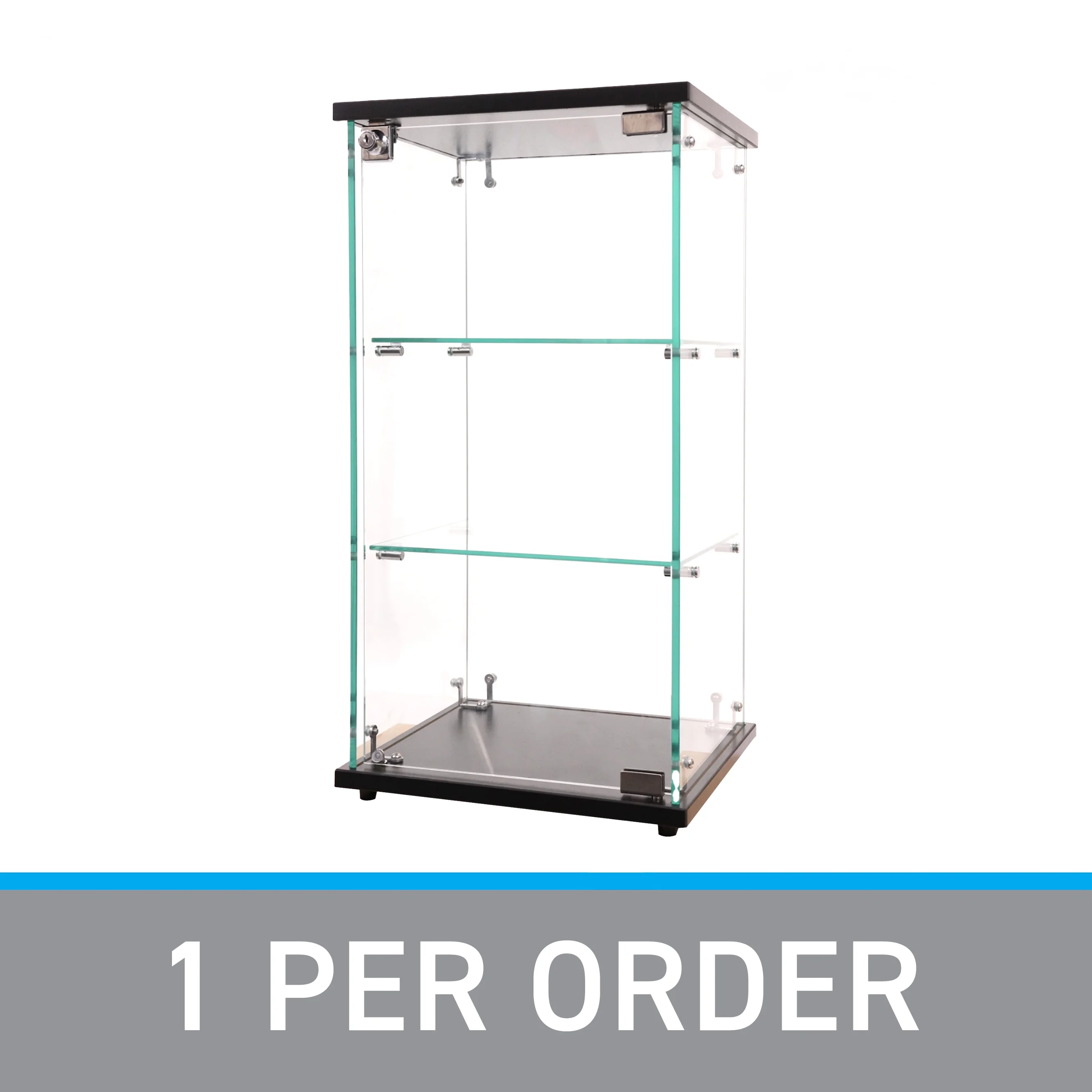SSWBasics Infinity Countertop Glass Display Case (Ready to Assemble) - 12-1/4"W x 14-1/4"D x 27-1/4"H - Showcase Cabinet Bookcase with Lock Perfect for Displaying Smaller Items
