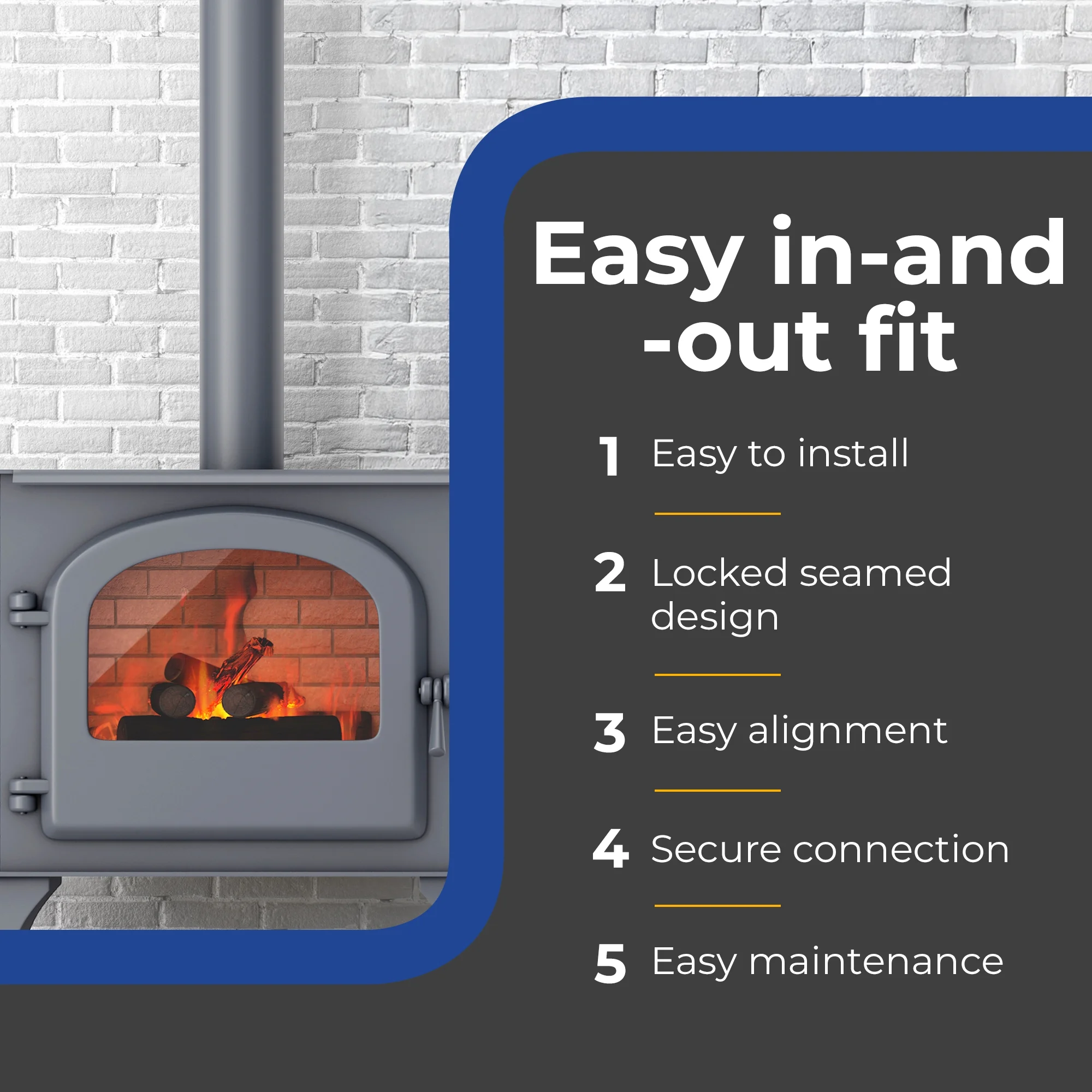 DuraVent DuraBlack 48 x 8 Inch Stainless Steel Single Wall Stove Pipe