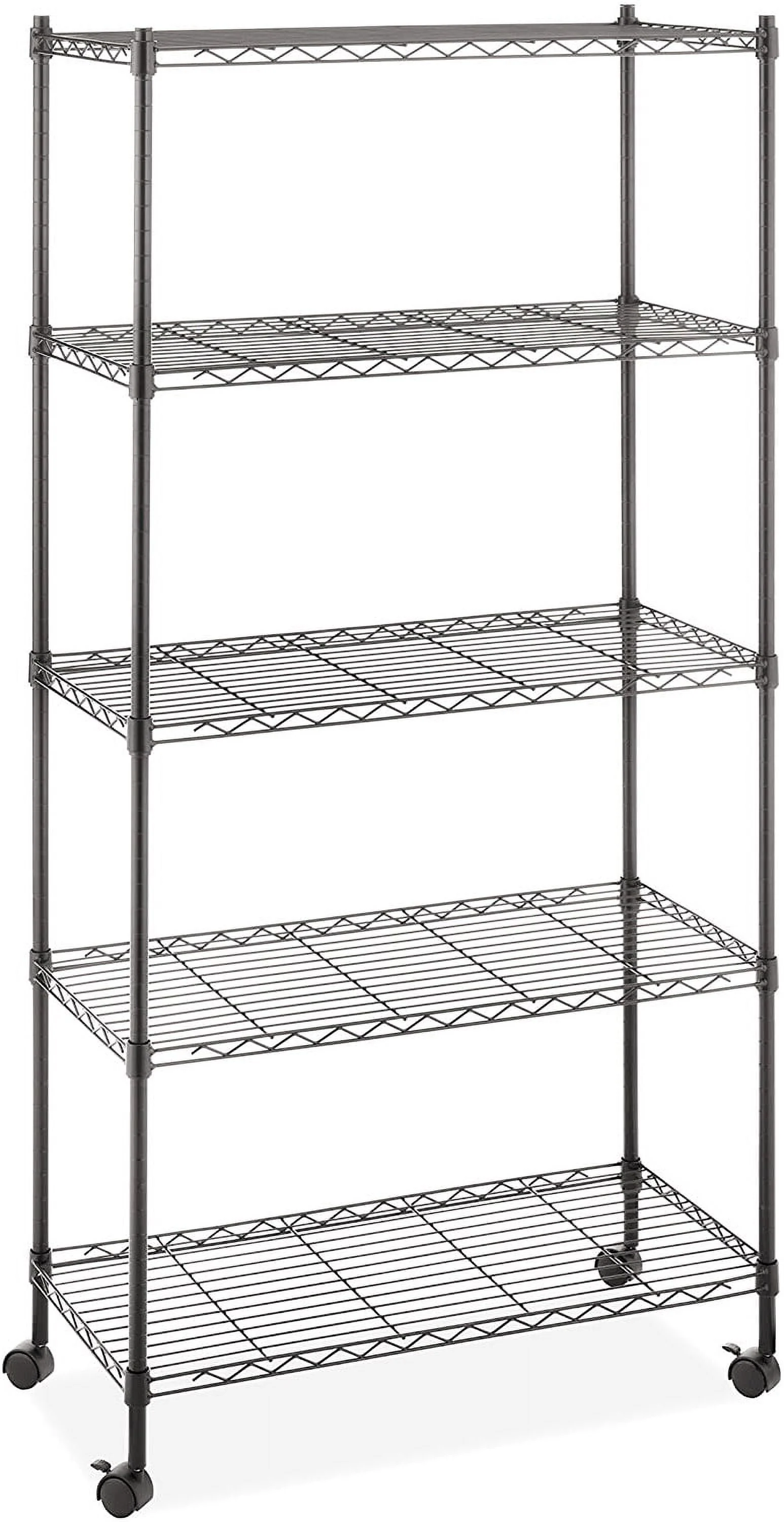 Zimtown 5-Shelf Metal Storage Rack, 35"L x 14"W x 65" H Wire Shelving Unit with Wheels Black for Kitchen Garage, Capacity for 200 lbs Per Shelf