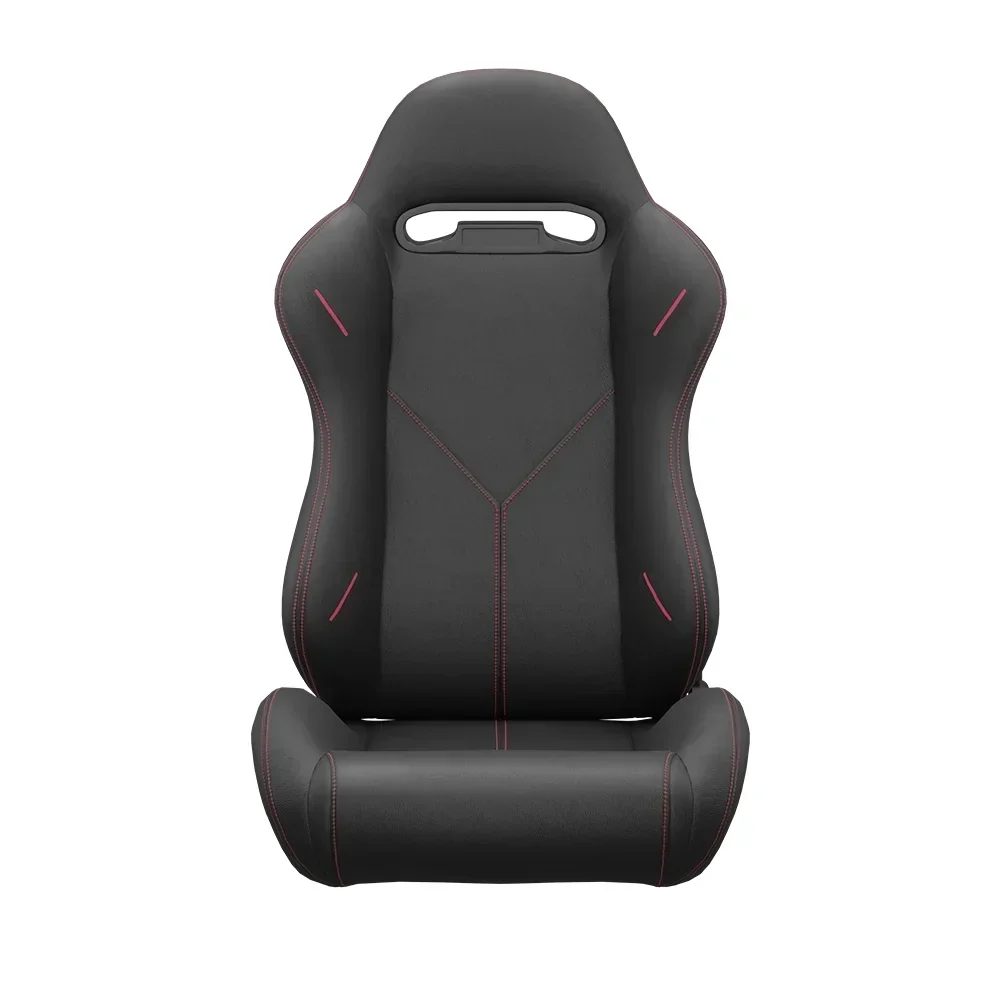 2PC Universal Reclinable Bucket Racing Seats With Adjustor Slider - Red PVC Leather