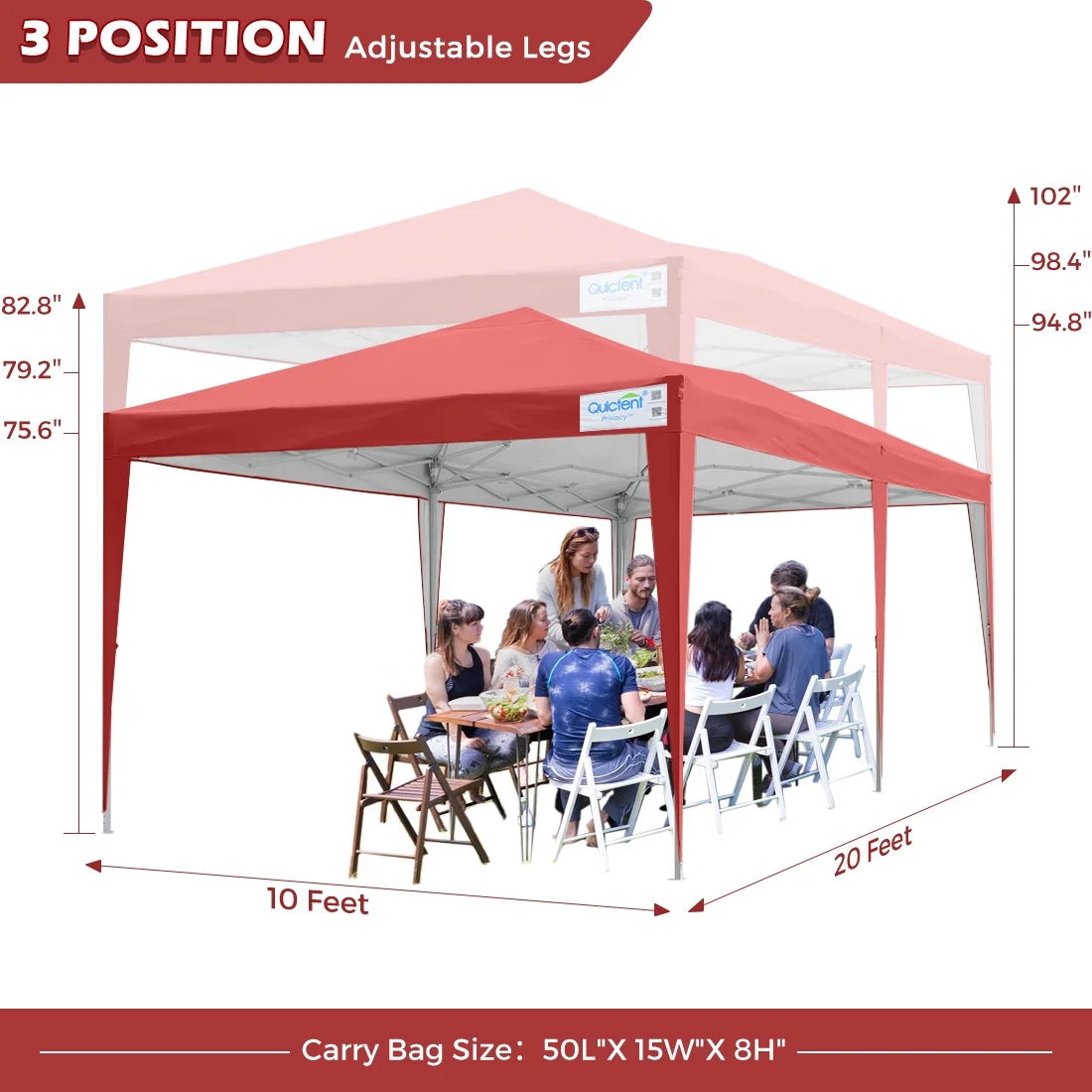 Quictent 10' x 20' White Instant, Event and Pop-up Outdoor Canopy