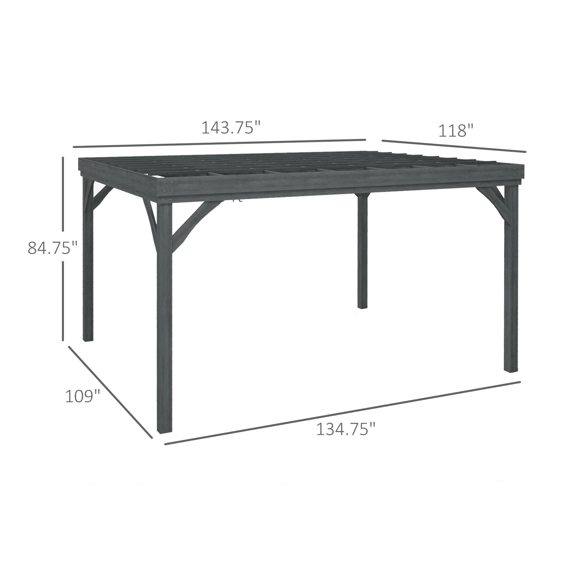 Outsunny 10' x 12' Outdoor Wood Pergola, Climbing Vine Gazebo, Gray