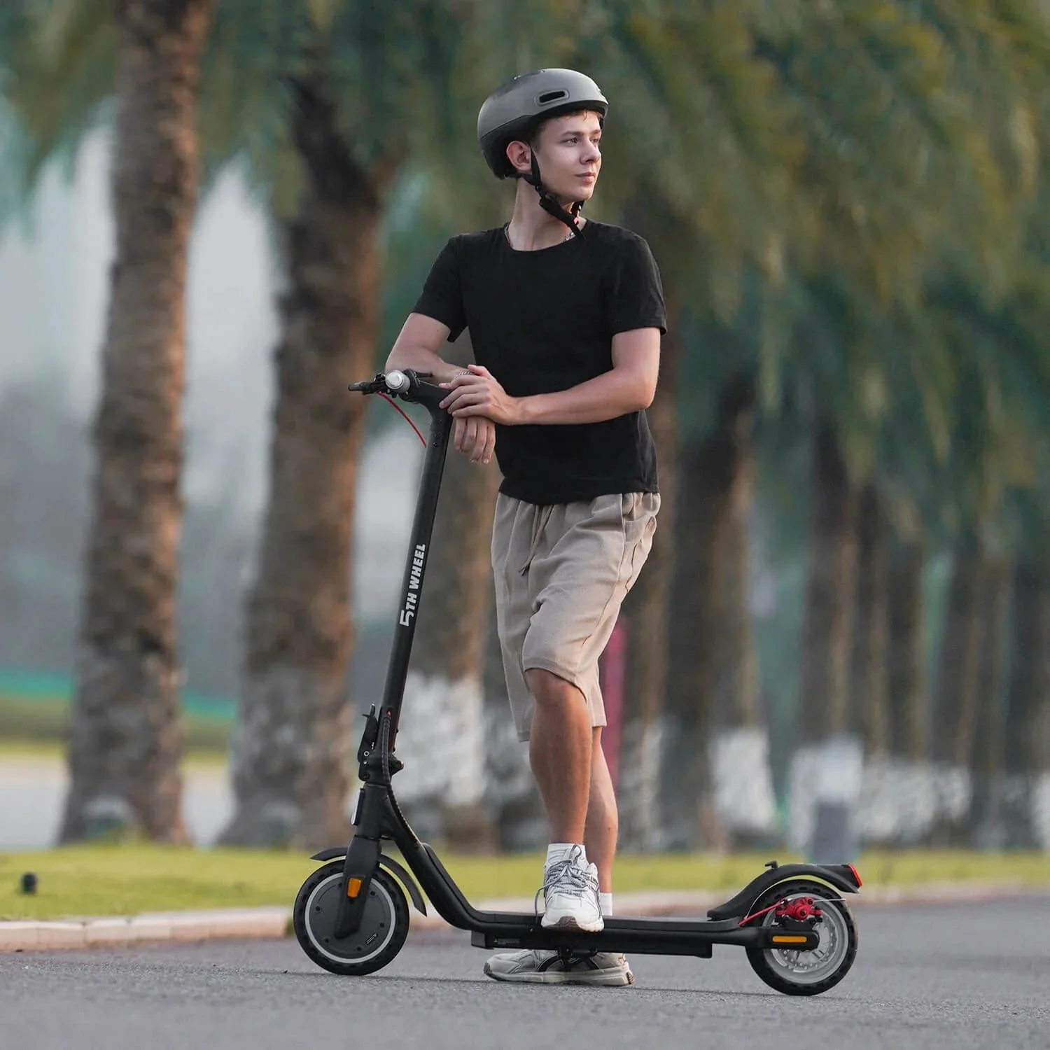 5TH WHEEL Electric Scooter With Turn Signals, 300W, 8.5 in Solid Tires, 18 mph, 12 Miles, Black - W16S