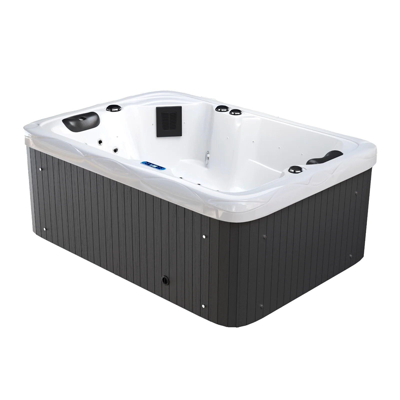 Patiowell 2 Person Home Spa Hot Tub for Outdoor, with 41pcs Massage Jets, LED lighting, Built-In Water Purification System, 900L, Black