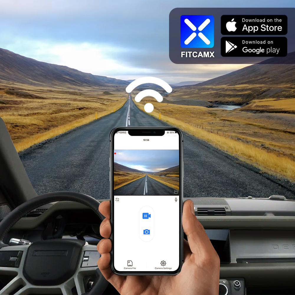 Fitcamx 4K Dash Cam Suitable for Land Rover Defender 110 90 2020 2021 2022 2023 2024 X S V8 Standard X-dynamic, OEM Style, WiFi & APP, Plug & Play, 64GB Card