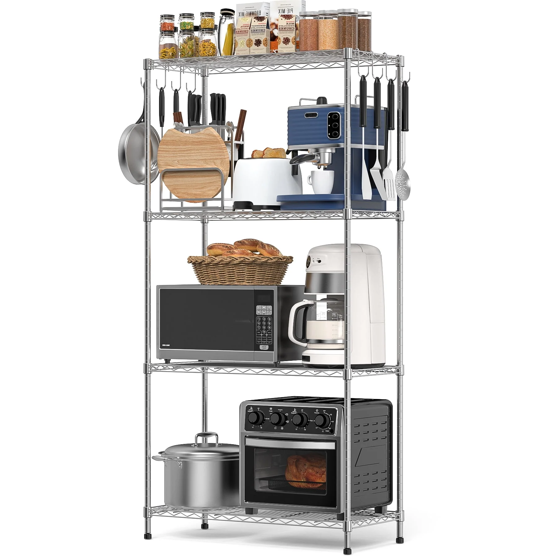 VAVSEA Heavy Duty Storage Shelves, Adjustable 4 Tier Wire Shelving Unit, Kitchen Garage Metal Storage Rack for Home Office Pantry, 30″L x 14″W x 60″H, Silver