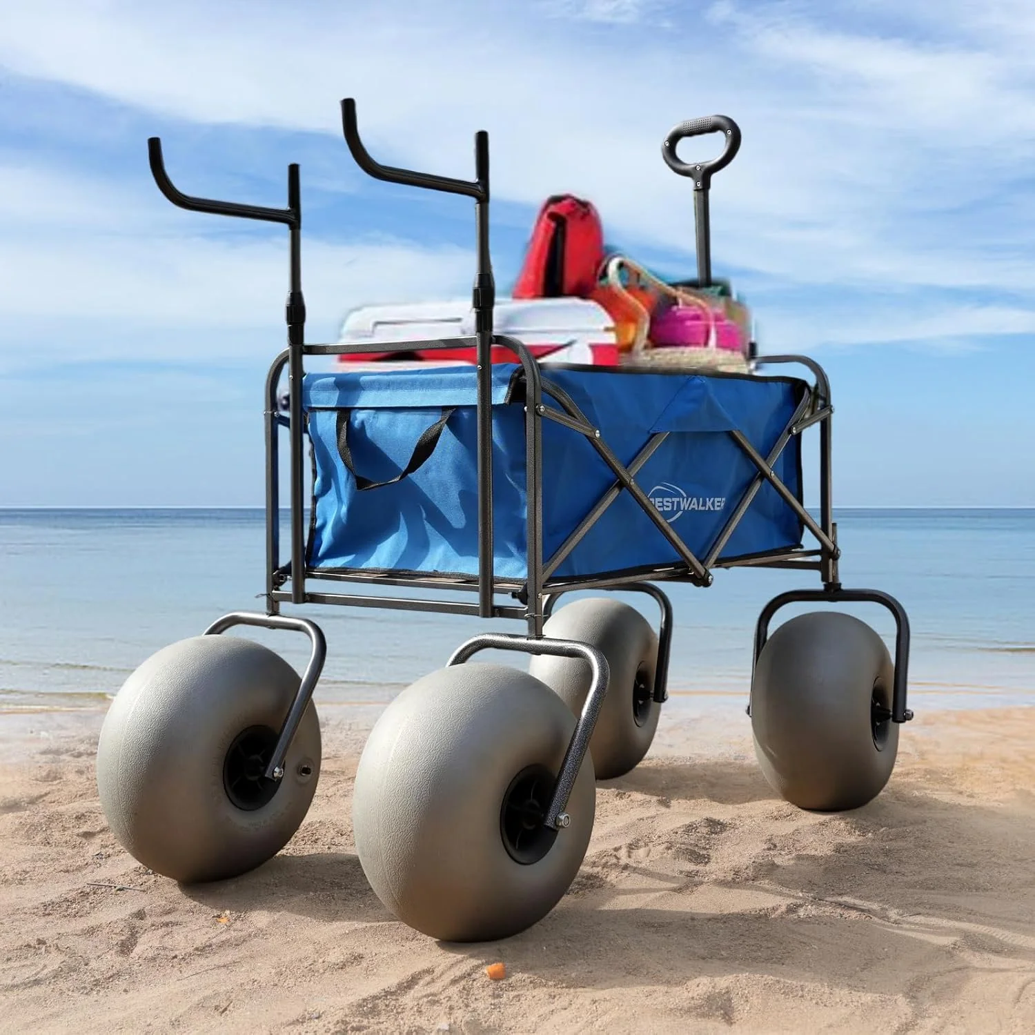 Beach Cart with 13″ Balloon Wheels, Chair Racks & Pump Included