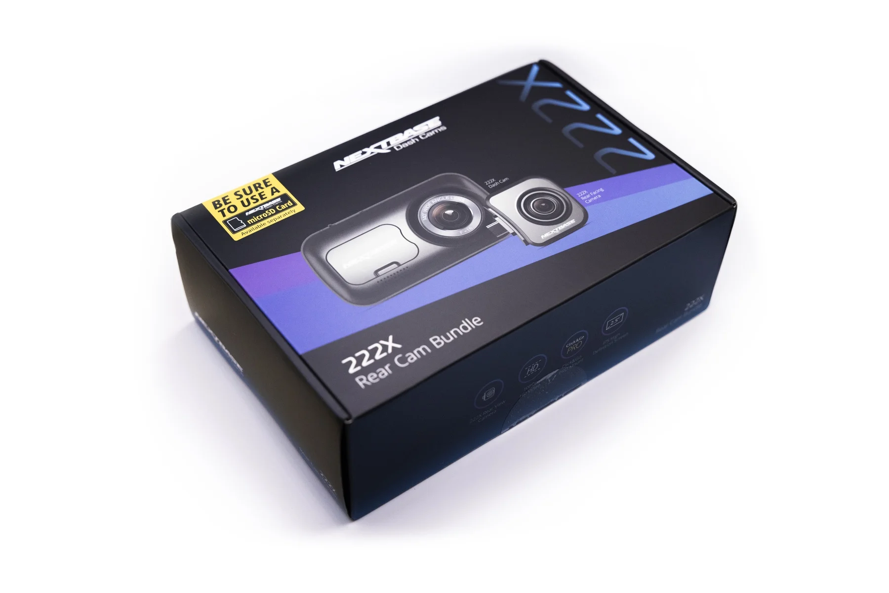 Nextbase 222X Compact Dual Dash Cam Front & Rear 2.5″ HD IPS Screen, 1080p Full HD, 6 Layer Lens, Black, 0.17 lbs assembled.