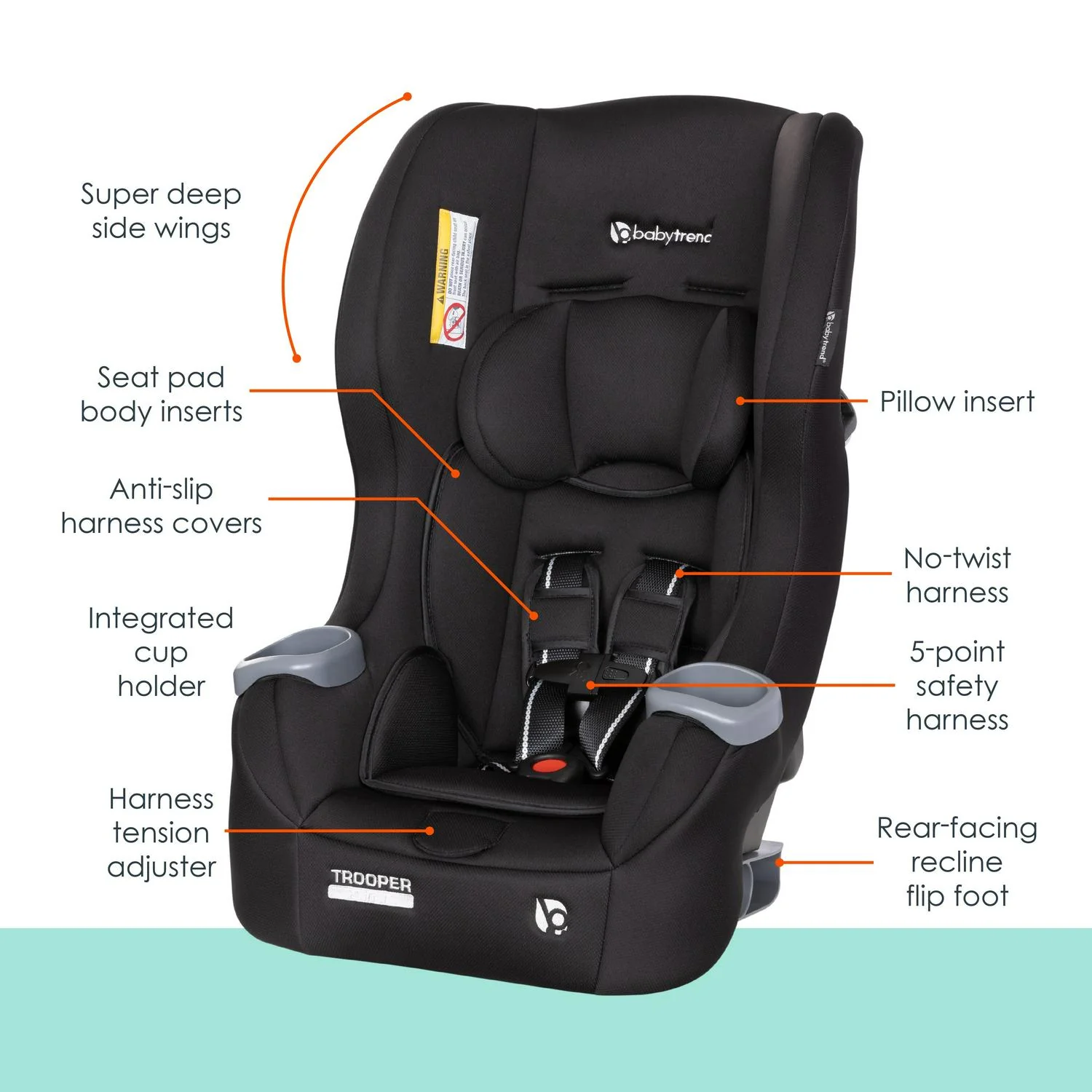 Baby Trend Trooper 3-in-1 Convertible Car Seat – Desert Black