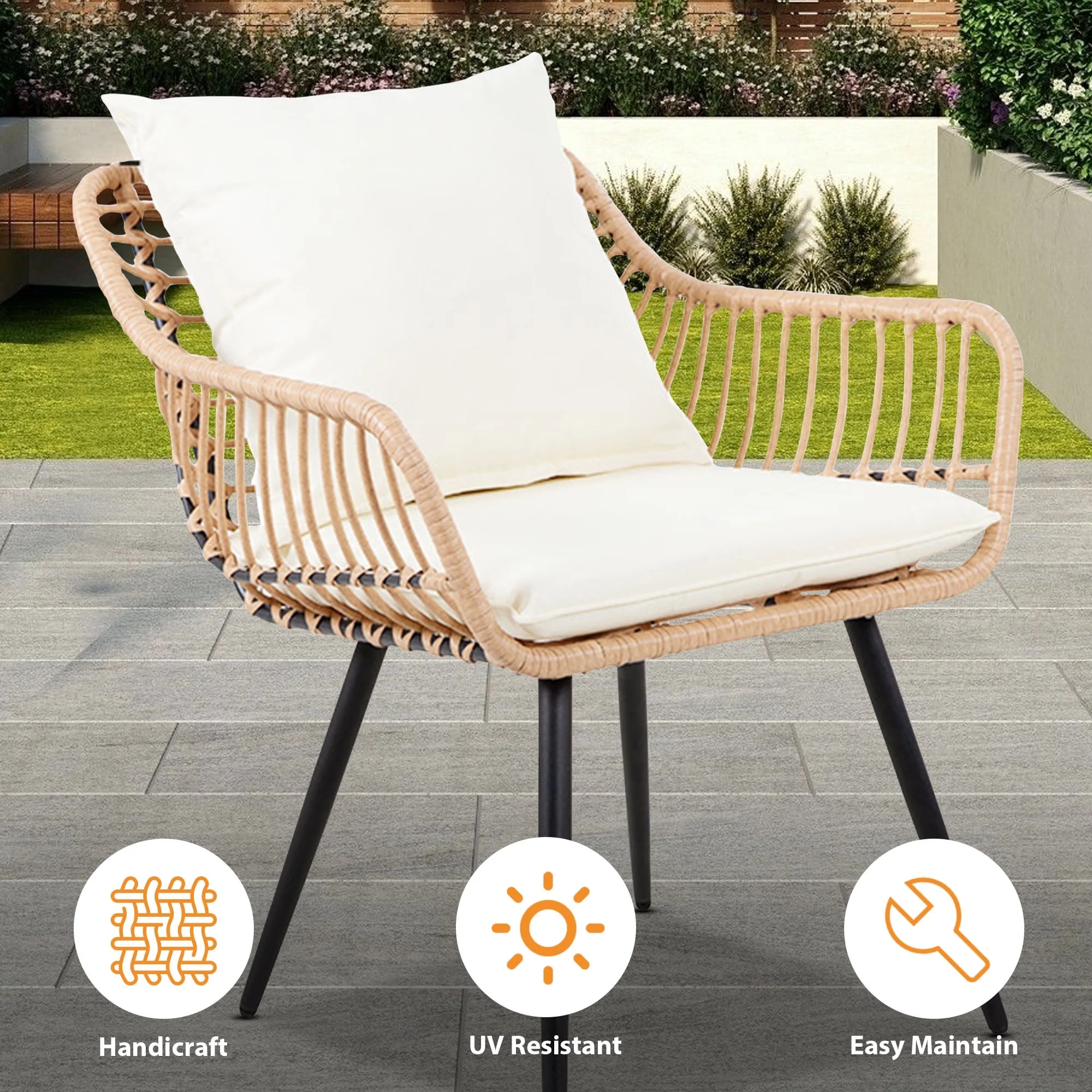 Ainfox 7 Pcs Outdoor Patio Furniture Sofa Set, Grey Rattan Grey Cushion