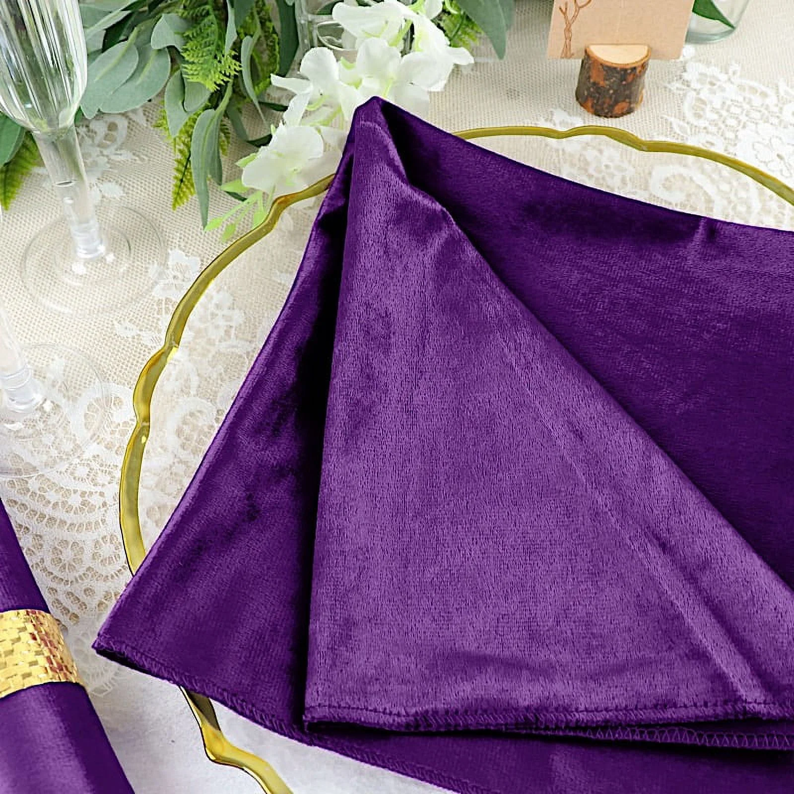 BalsaCircle 100 Pieces 20" x 20" Navy Blue Premium Velvet Napkins Linens