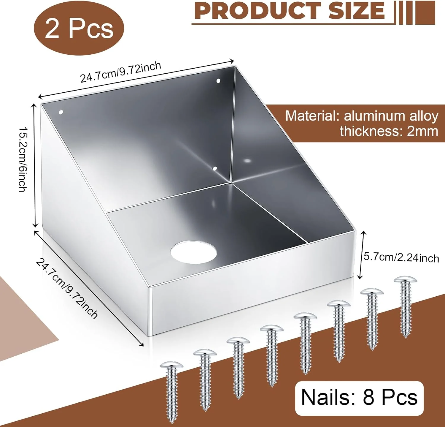 Set of 2 Rag in a Box Wall Mount Aluminum Dispenser Holder Storage Rack Organizer for Enclosed Race Trailer, Shop, Garage Storage, Silver, 9.7” L x 9.7” W x 6” H