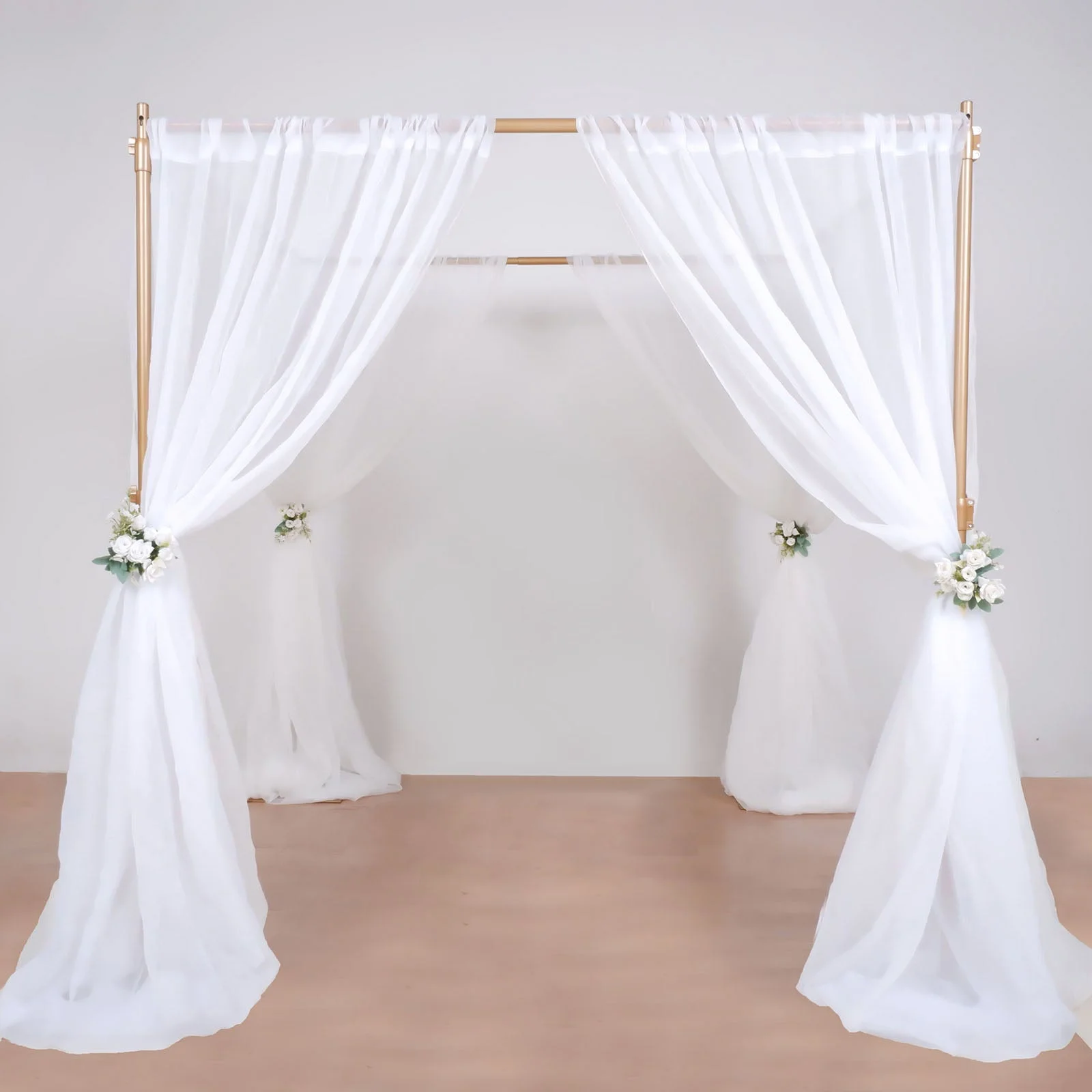 Efavormart 10ft | 4 Post Gold Metal DIY Photography Backdrop Stand, Wedding Arch Canopy Tent