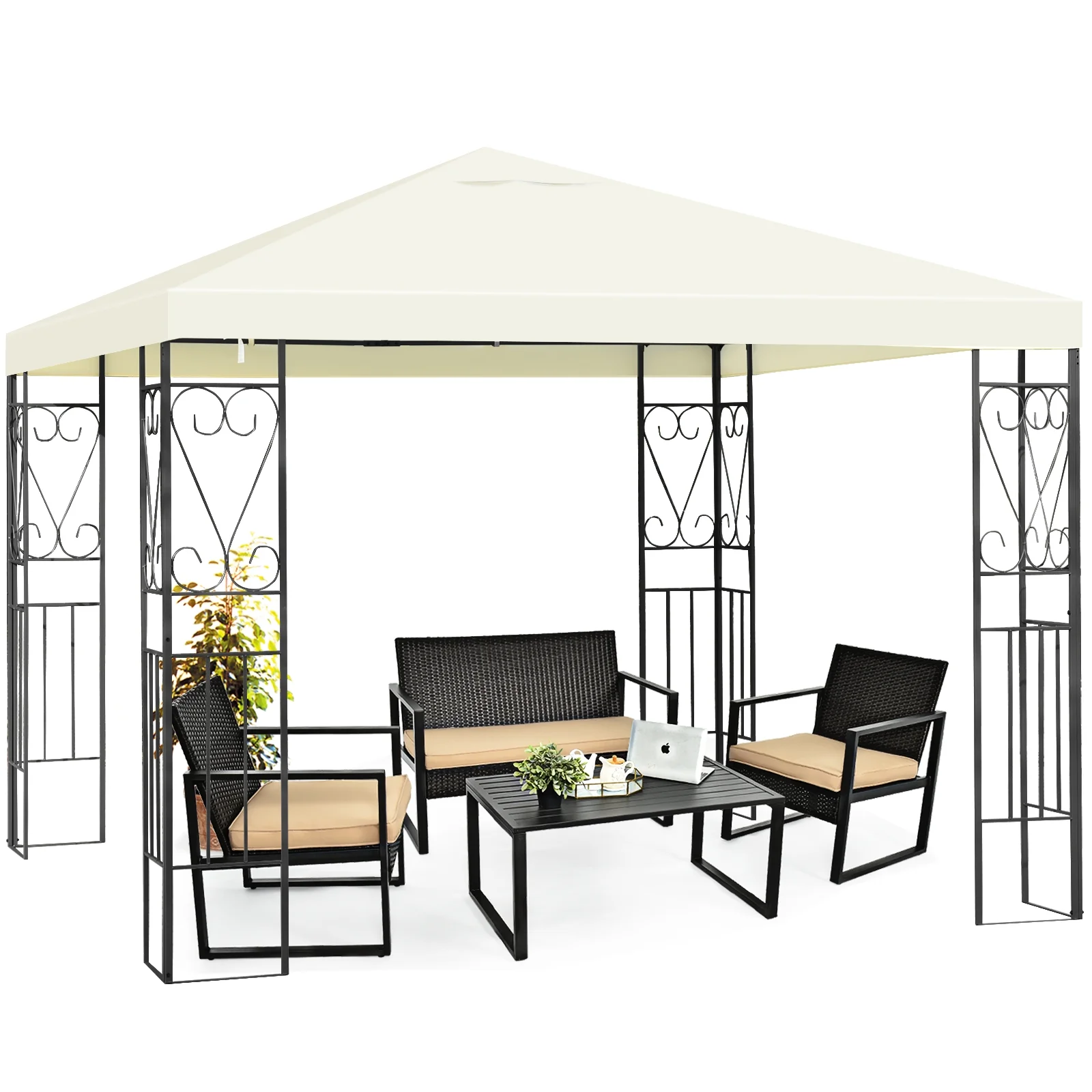 Topbuy 10' x 10' Large Outdoor Canopy Gazebo, sun-proof and drizzle-proof