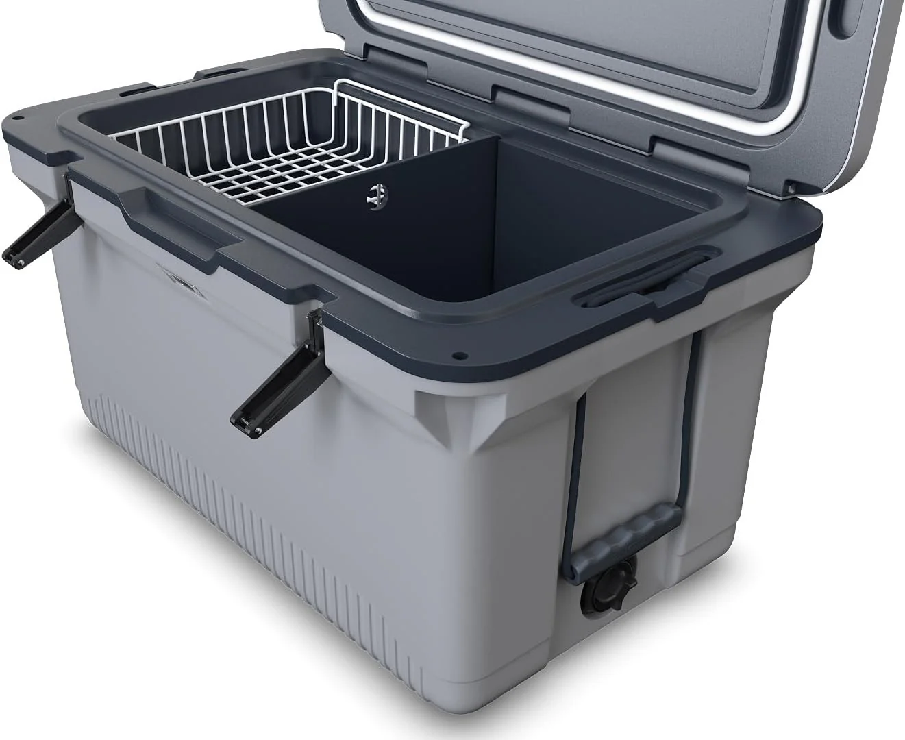 60 QT Ultra-Light Injection Molded Cooler - Ice Chest Keeps Ice up to 7 Days - Large Cooler Includes Wire Basket, Divider and Built-in Bottle Opener