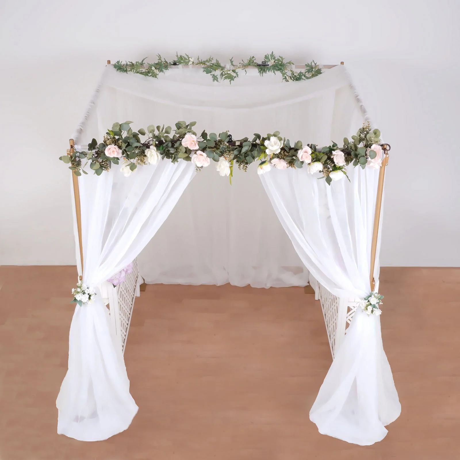 Efavormart 10ft | 4 Post Gold Metal DIY Photography Backdrop Stand, Wedding Arch Canopy Tent