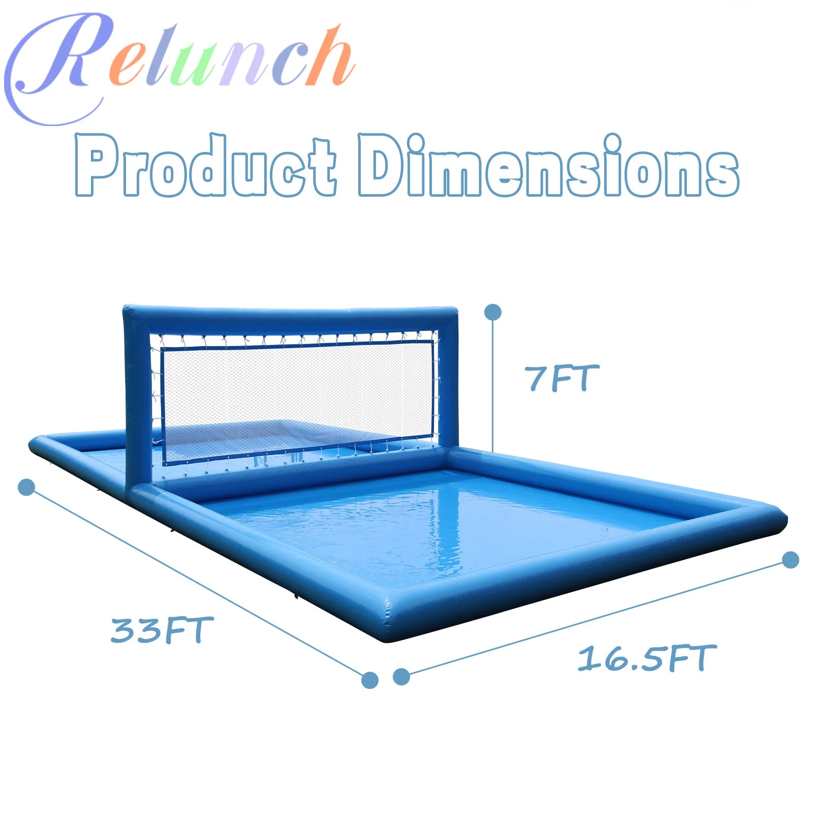 Relunch 33FT Inflatable Volleyball Court, 2 in 1 Volleyball Pool Football Court Water Soccer Field with 800W Blower for Beach Backyard Outdoor Summer Party,33ft(L) x 16.5ft(W) x 7ft(H)