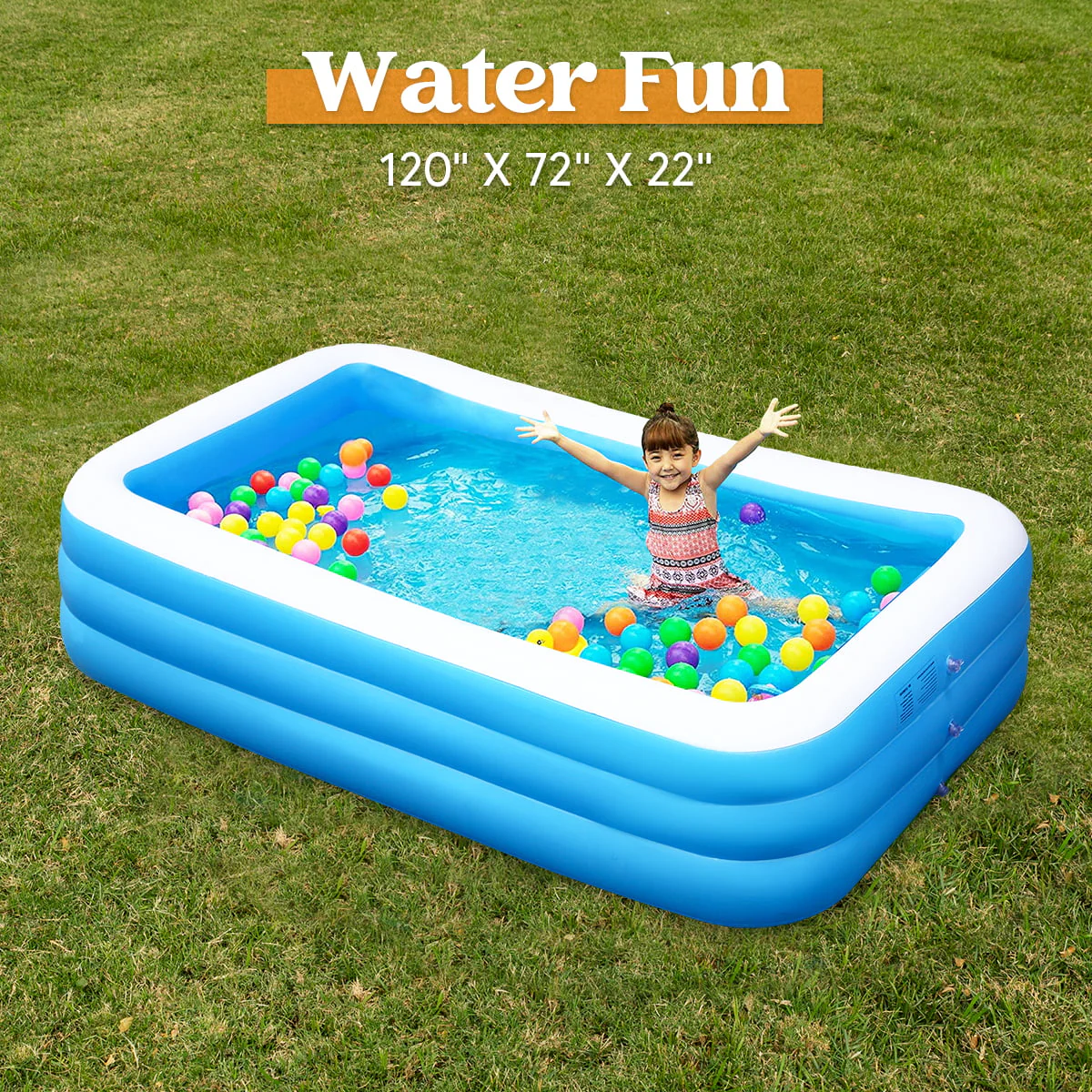 Joyin 120" Inflatable Family Swimming Pool 120" X 72" X 22" Full-Sized Inflatable Lounge Pool for Baby, Kiddie, Kids, Adult, Infant for Ages 3+. Seasonal merriment Water Party /Family Activity