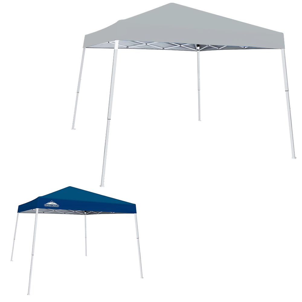 Garden Winds Custom Fit Replacement Canopy Top Cover Compatible with The Eagle Peak Base 10' X 10', Canopy Top 8' X 8' Slant Leg - Upgraded Performance RIPLOCK 350 Fabric - Slate Gray
