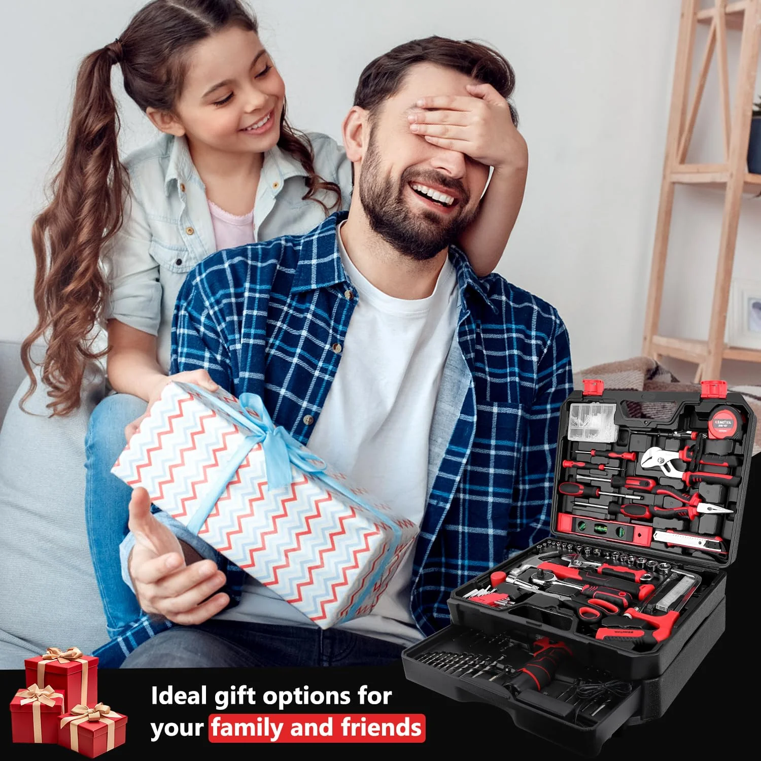 KingTool 276-Piece Tool Set Kit with 12V Cordless Power Drill Driver