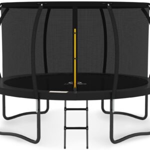 JUMPZYLLA Outdoor Trampoline With Enclosure, 8FT, Black & Blue - 14FT